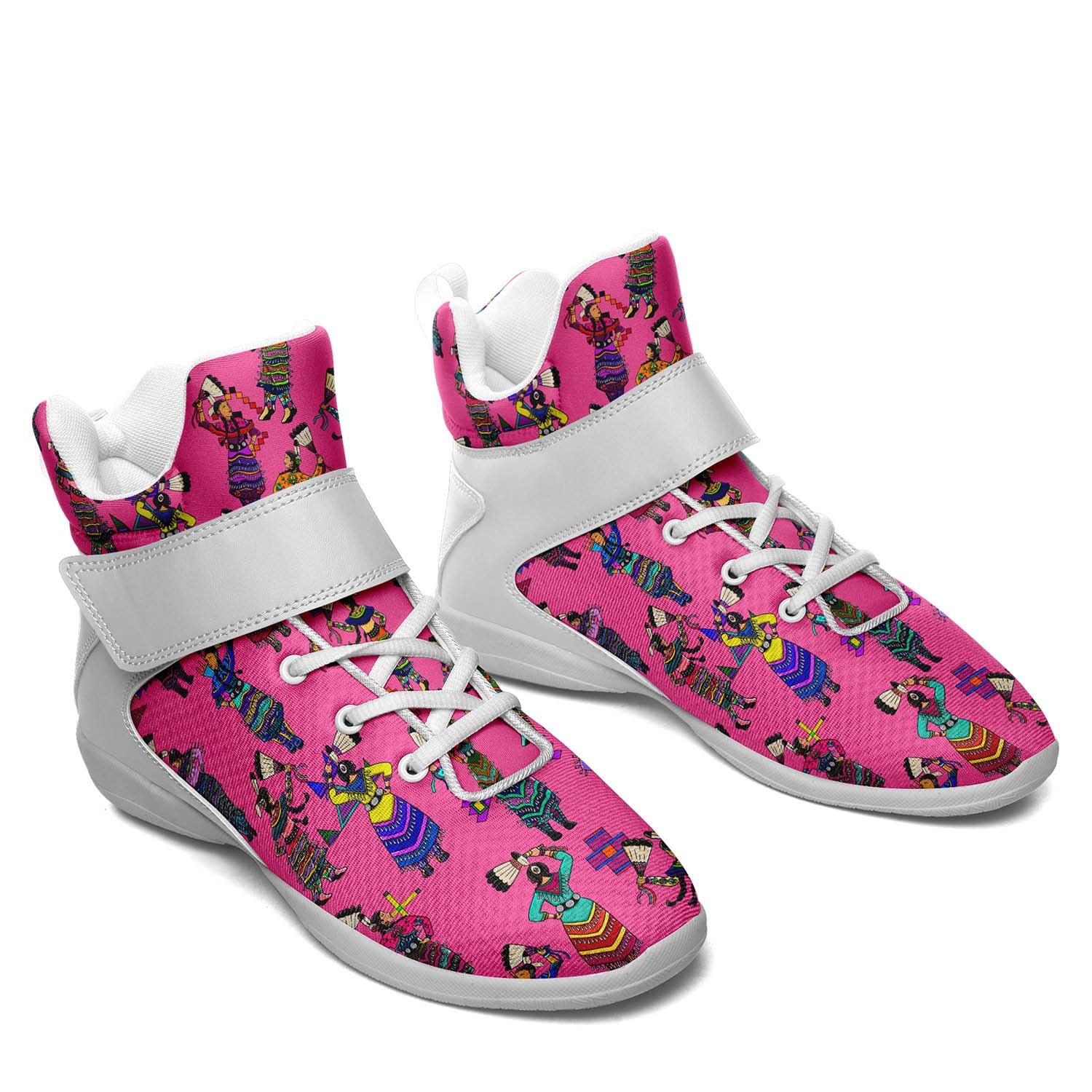 Women's Jingle Dancers Pink Ipottaa Basketball / Sport High Top Shoes - White Sole