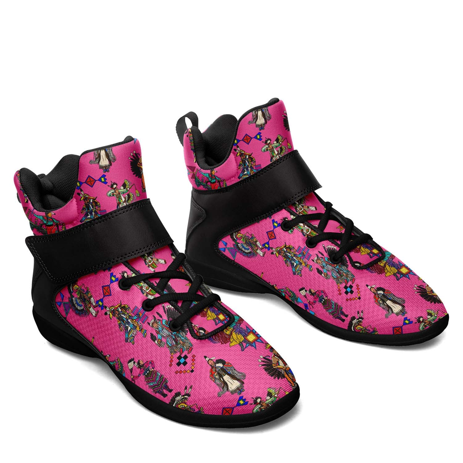 Grand Entry Dancer Pink Ipottaa Basketball / Sport High Top Shoes - Black Sole