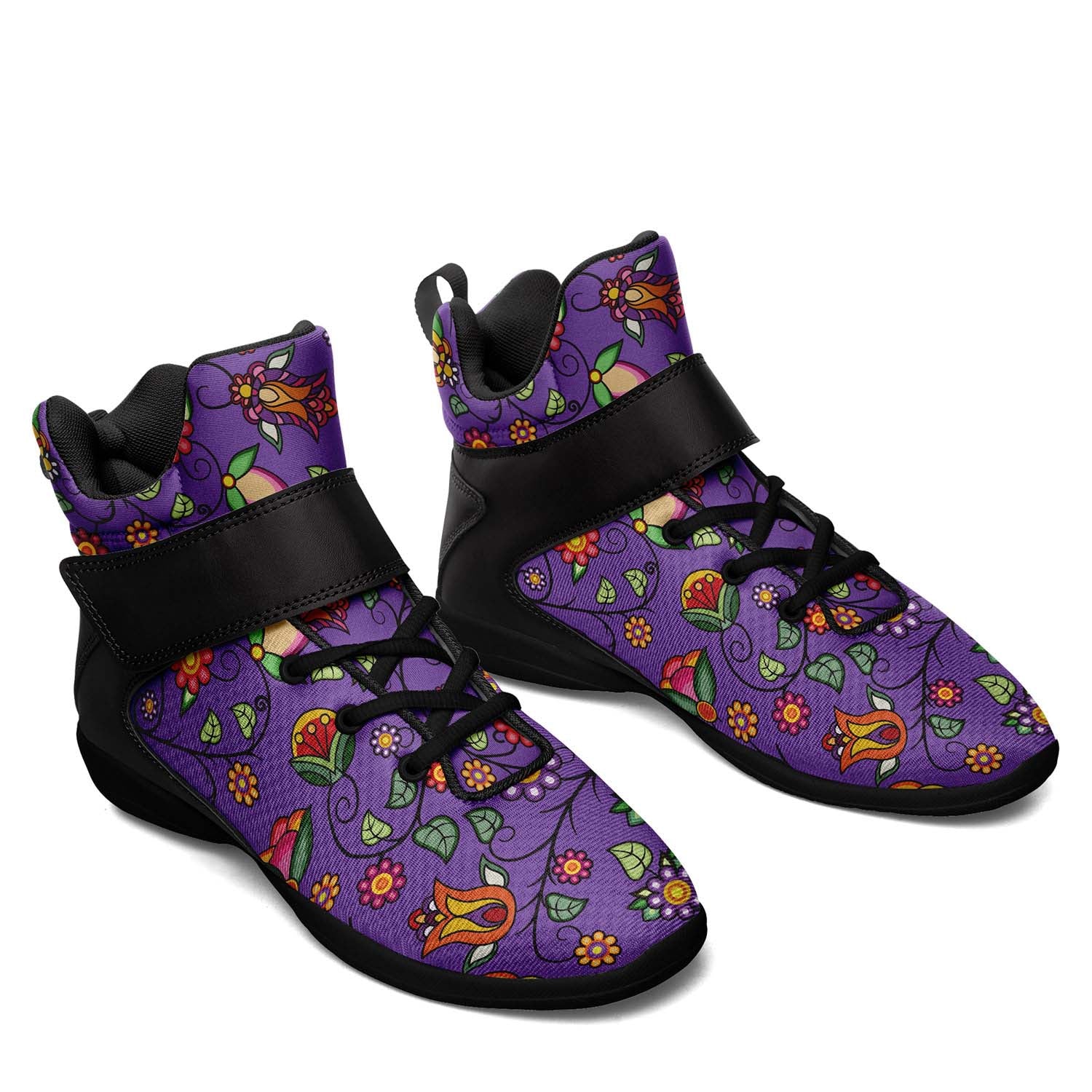 Heartbeat Petals Purple Ipottaa Basketball / Sport High Top Shoes - Black Sole
