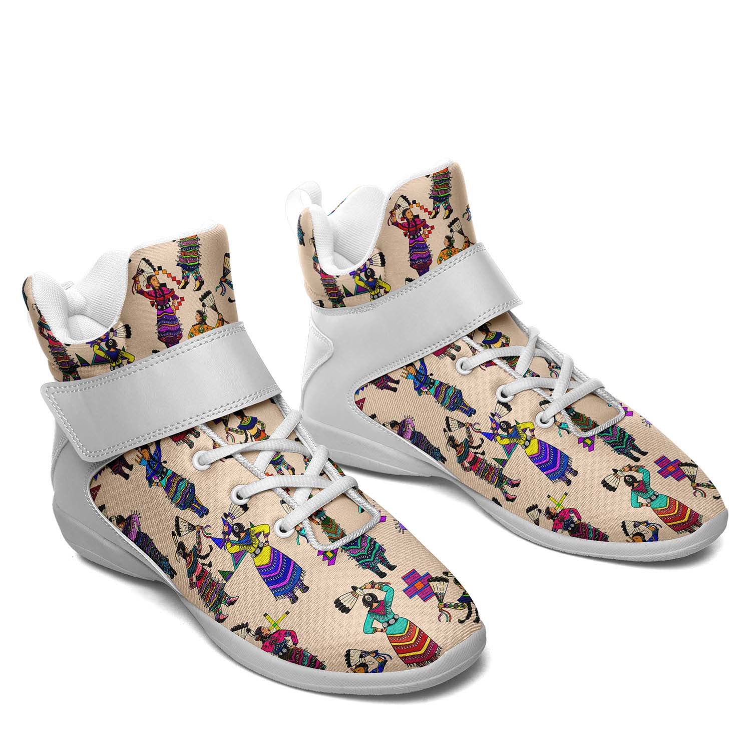 Women's Jingle Dancers Muslin Ipottaa Basketball / Sport High Top Shoes - White Sole