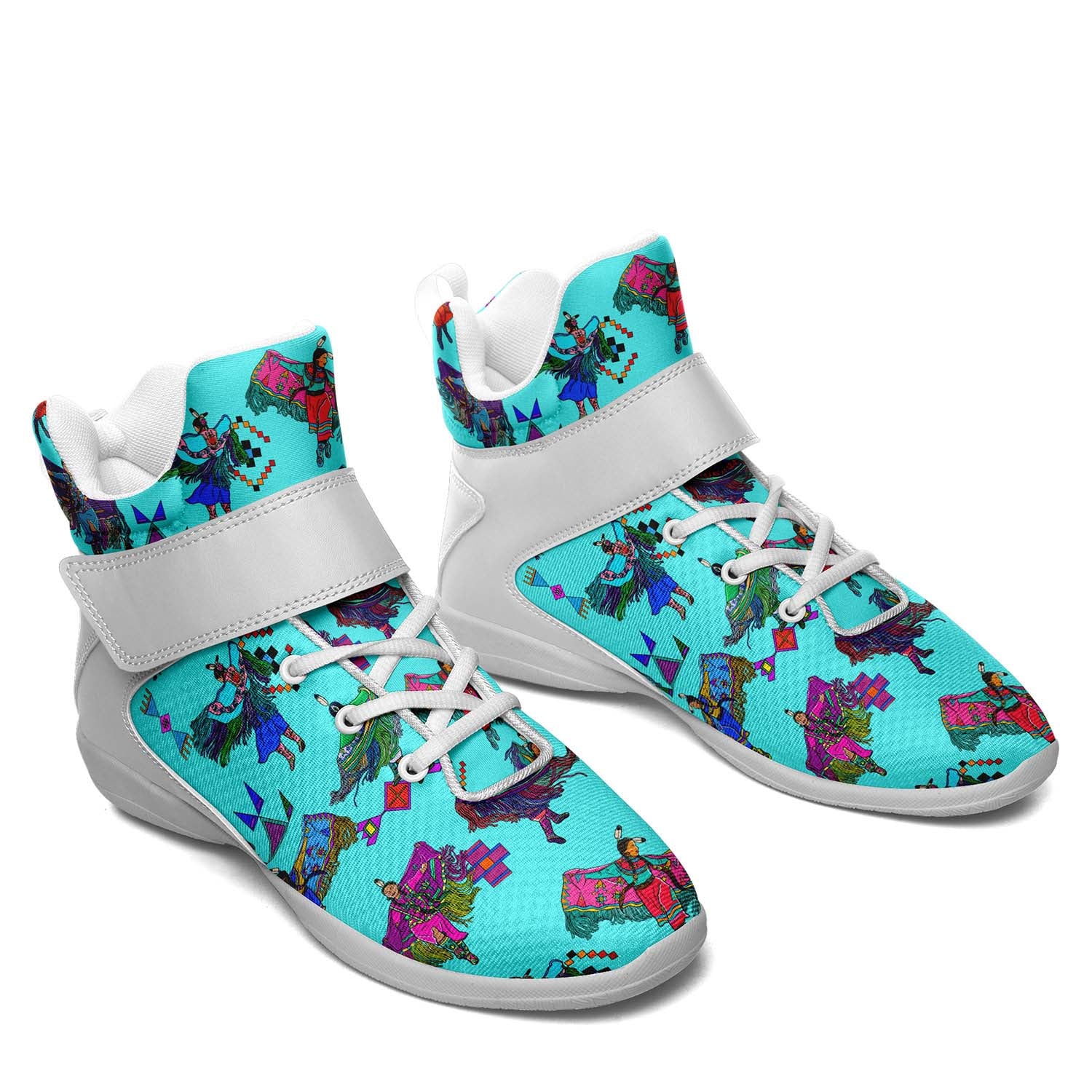 Women's Fancy Dancers Turquoise Ipottaa Basketball / Sport High Top Shoes - White Sole