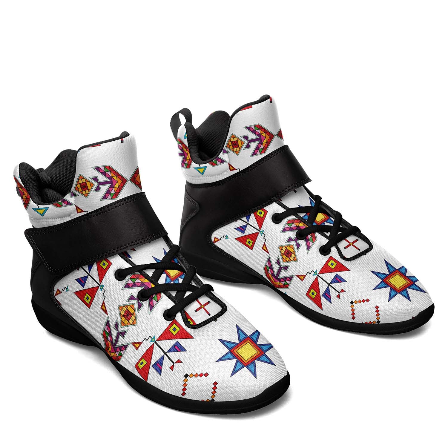 Scattered Generations White Ipottaa Basketball / Sport High Top Shoes - Black Sole