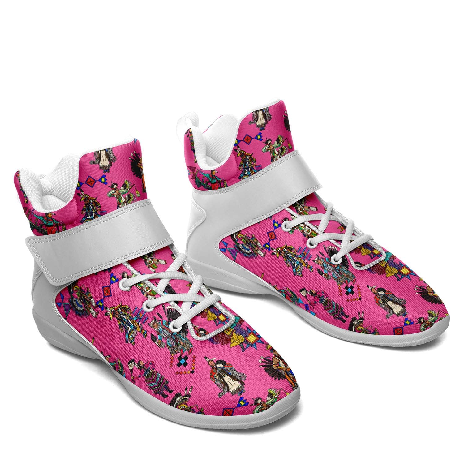 Grand Entry Dancer Pink Ipottaa Basketball / Sport High Top Shoes - White Sole