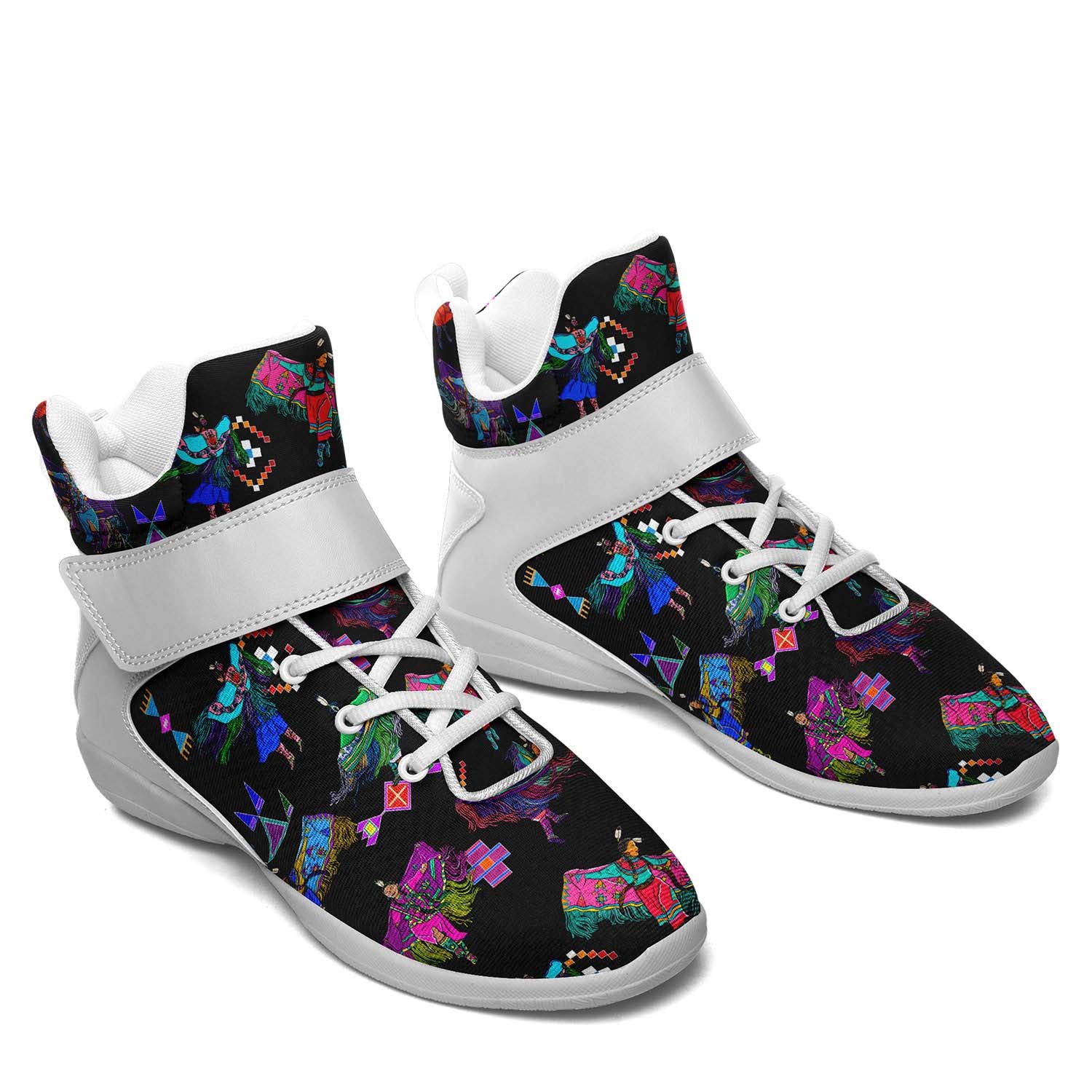 Women's Fancy Dancers Black Ipottaa Basketball / Sport High Top Shoes - White Sole