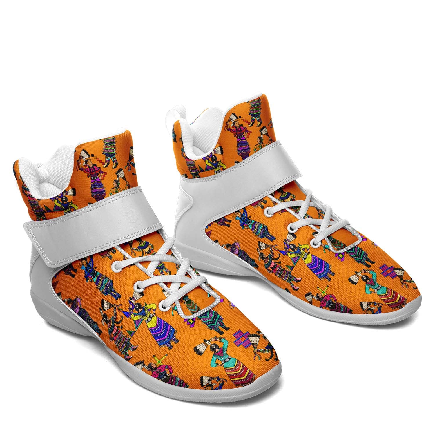 Women's Jingle Dancers Orange Ipottaa Basketball / Sport High Top Shoes - White Sole