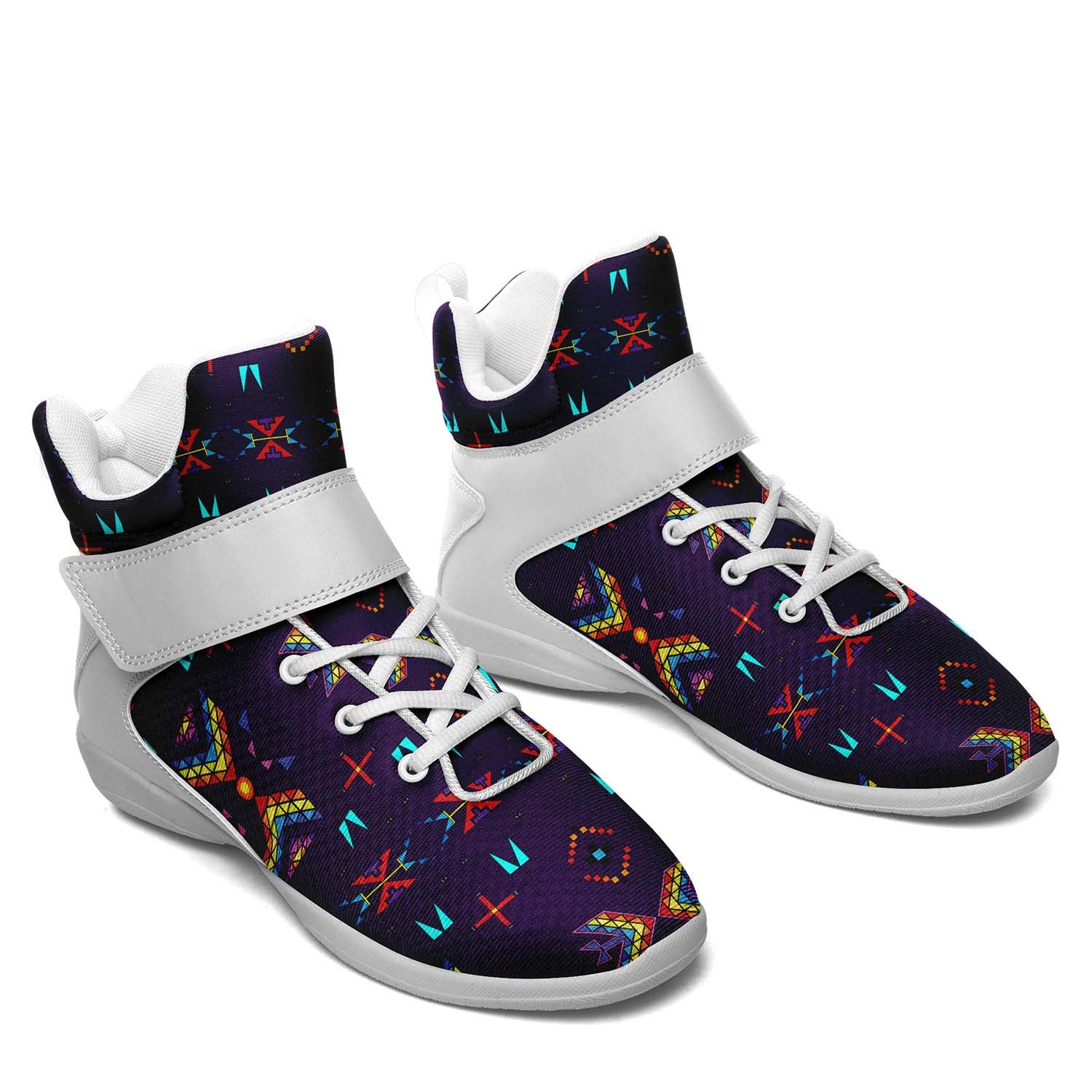 Rainy Chief Rainbow Dark Purple Ipottaa Basketball / Sport High Top Shoes - White Sole