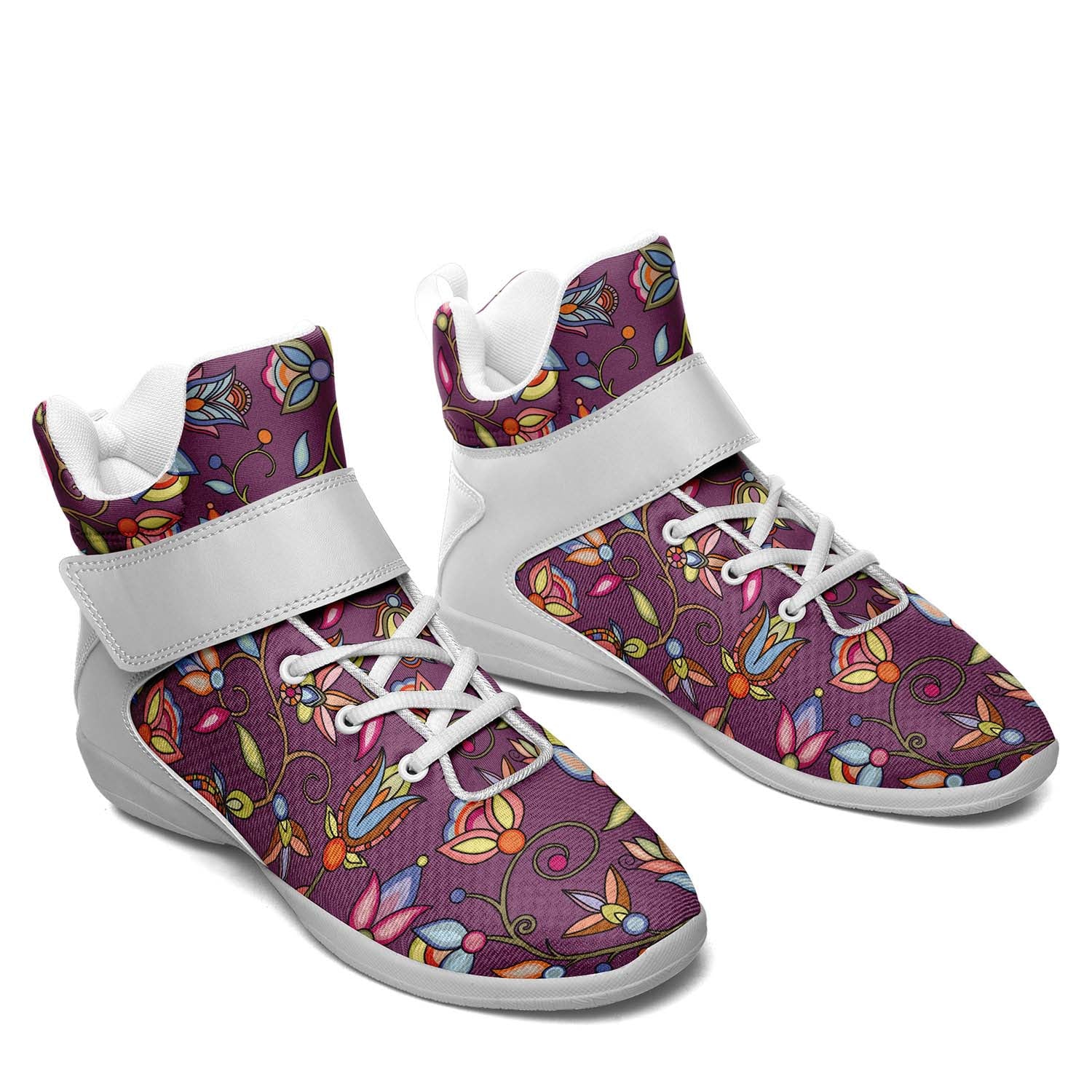Buffalo Bloom Berry Bush Ipottaa Basketball / Sport High Top Shoes - White Sole