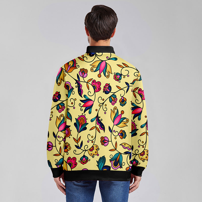 Copper Prairie Petals Yellow Zippered Collared Lightweight Jacket