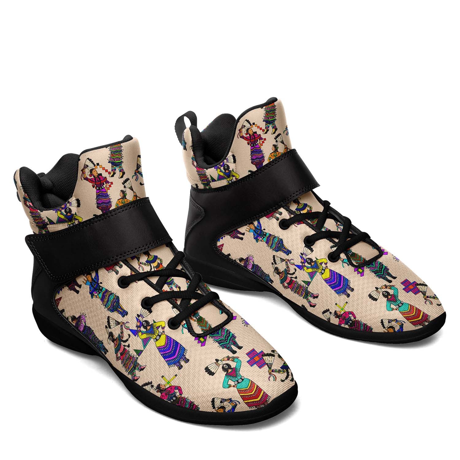 Women's Jingle Dancers Muslin Ipottaa Basketball / Sport High Top Shoes - Black Sole
