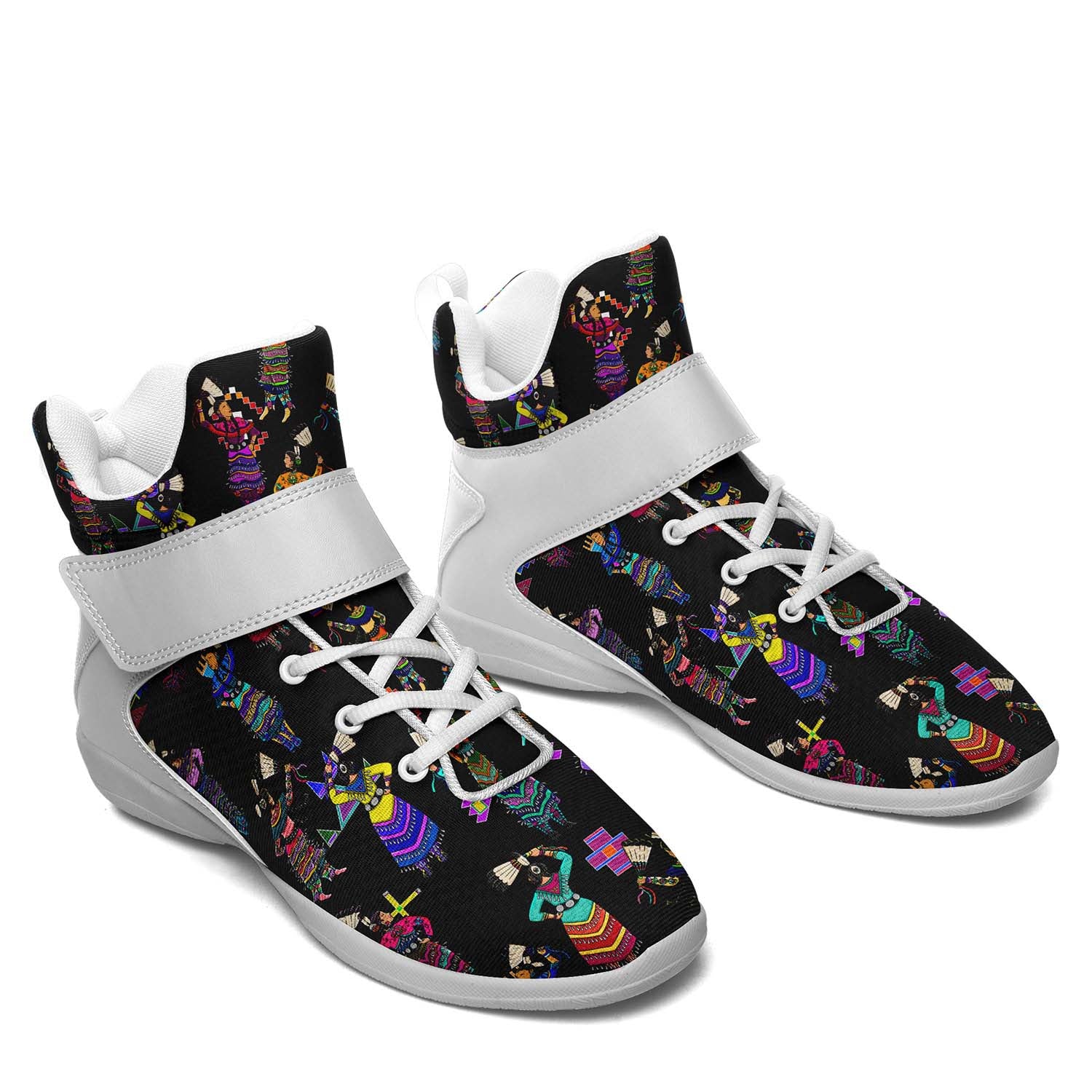 Women's Jingle Dancers Black Ipottaa Basketball / Sport High Top Shoes - White Sole
