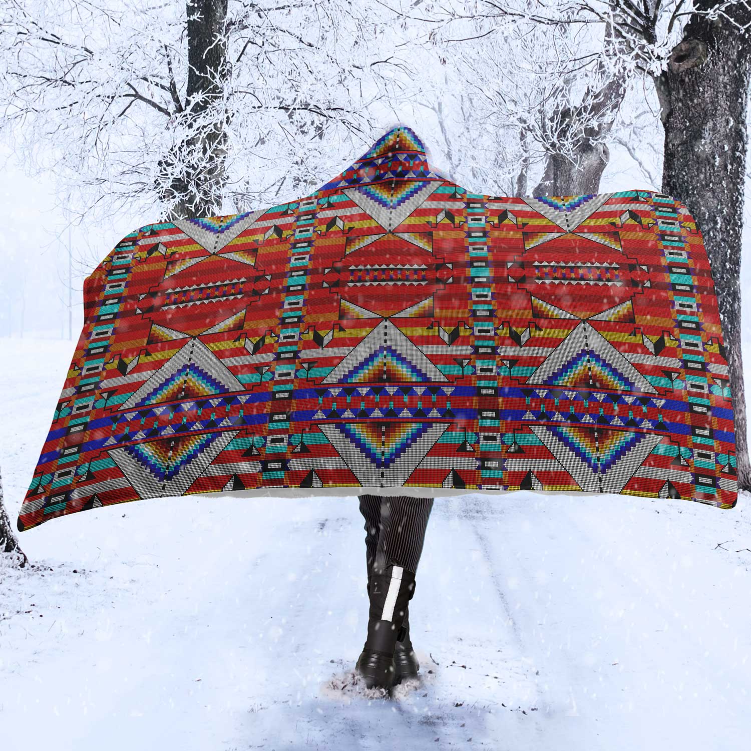 Medicine Blessing Red Hooded Blanket