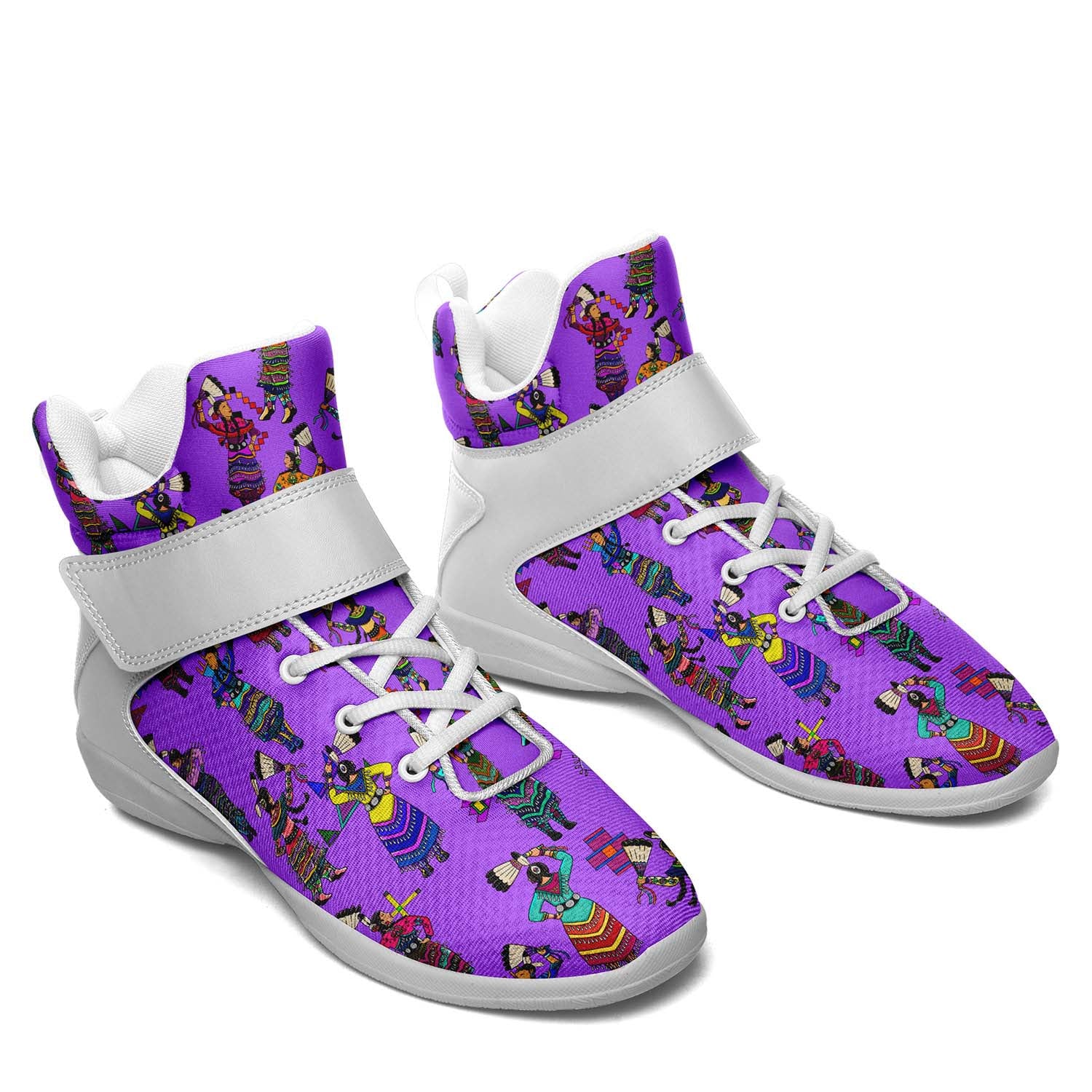 Women's Jingle Dancers Purple Ipottaa Basketball / Sport High Top Shoes - White Sole