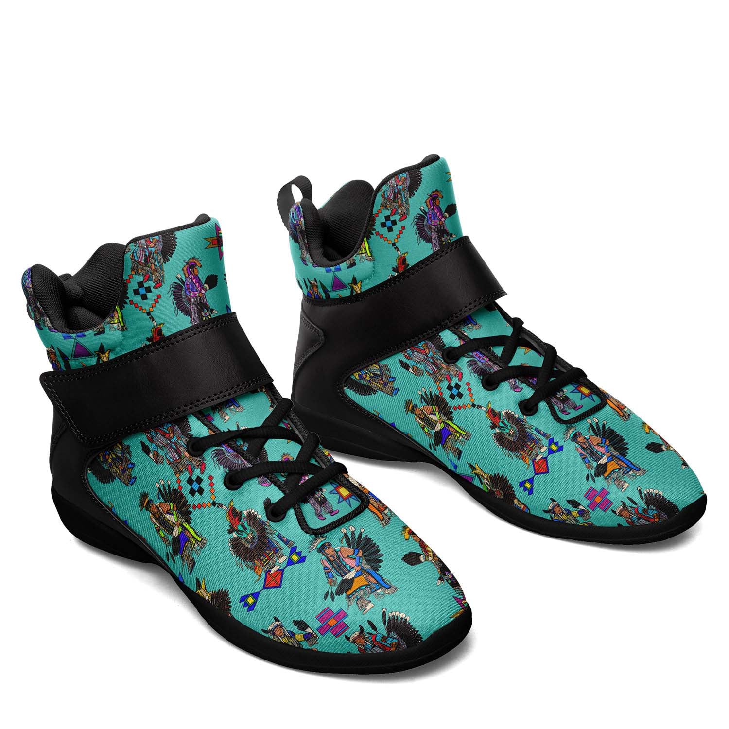 Men's Tradish Dancers Turquoise Ipottaa Basketball / Sport High Top Shoes - Black Sole