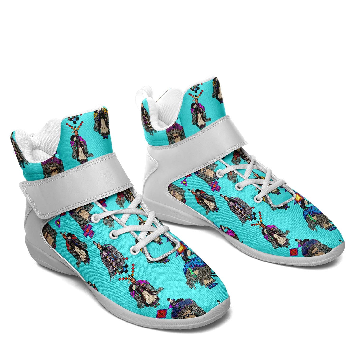 Women's Tradish Dancers Turquoise Ipottaa Basketball / Sport High Top Shoes - White Sole