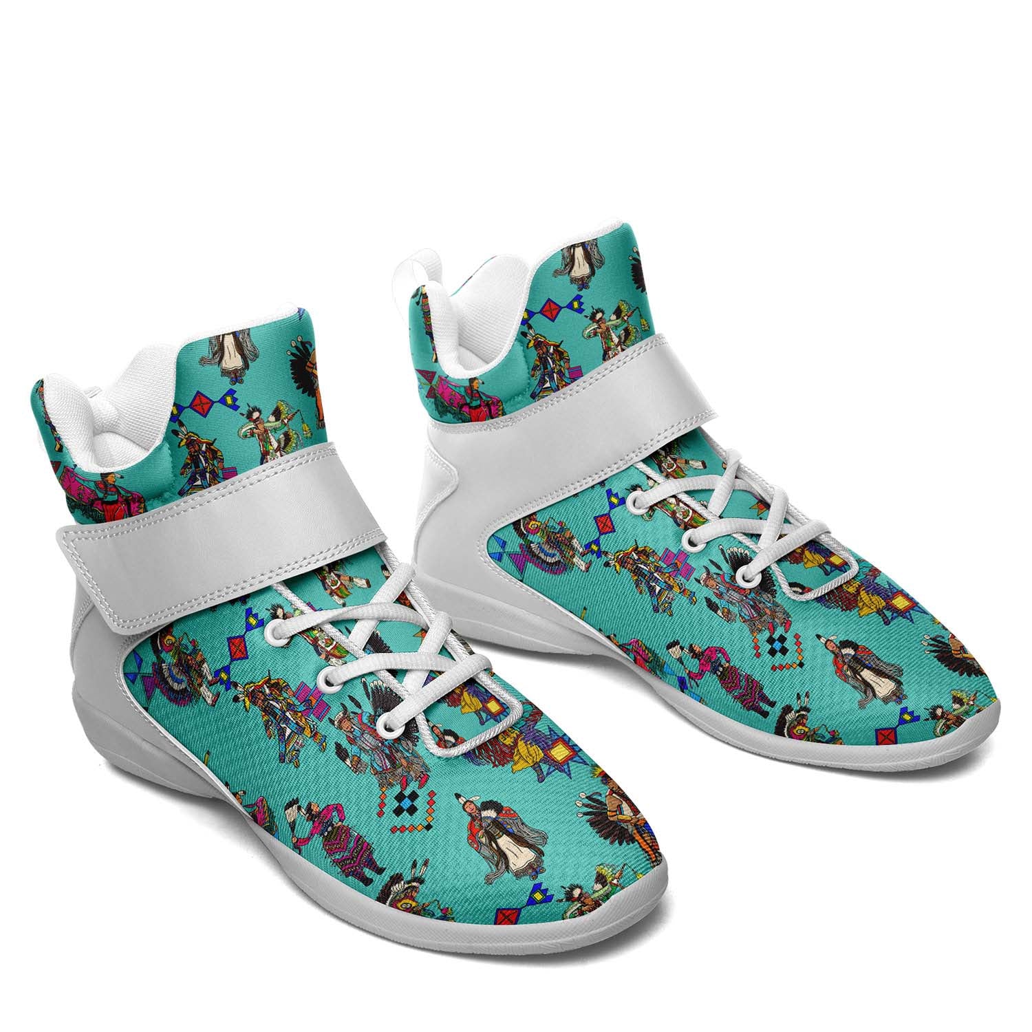Grand Entry Dancers Eggshell Blue Ipottaa Basketball / Sport High Top Shoes - White Sole