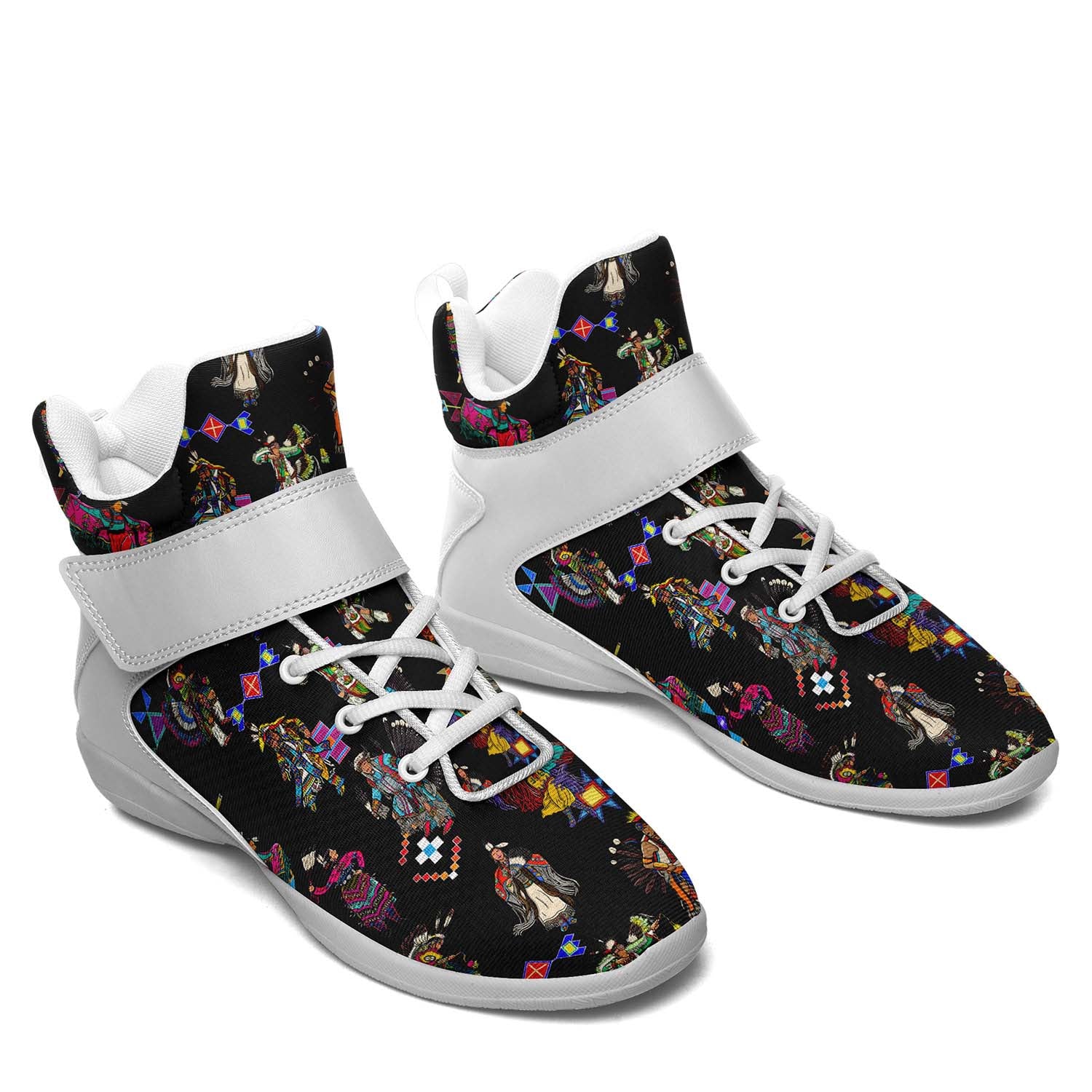 Grand Entry Dancers Black Ipottaa Basketball / Sport High Top Shoes - White Sole