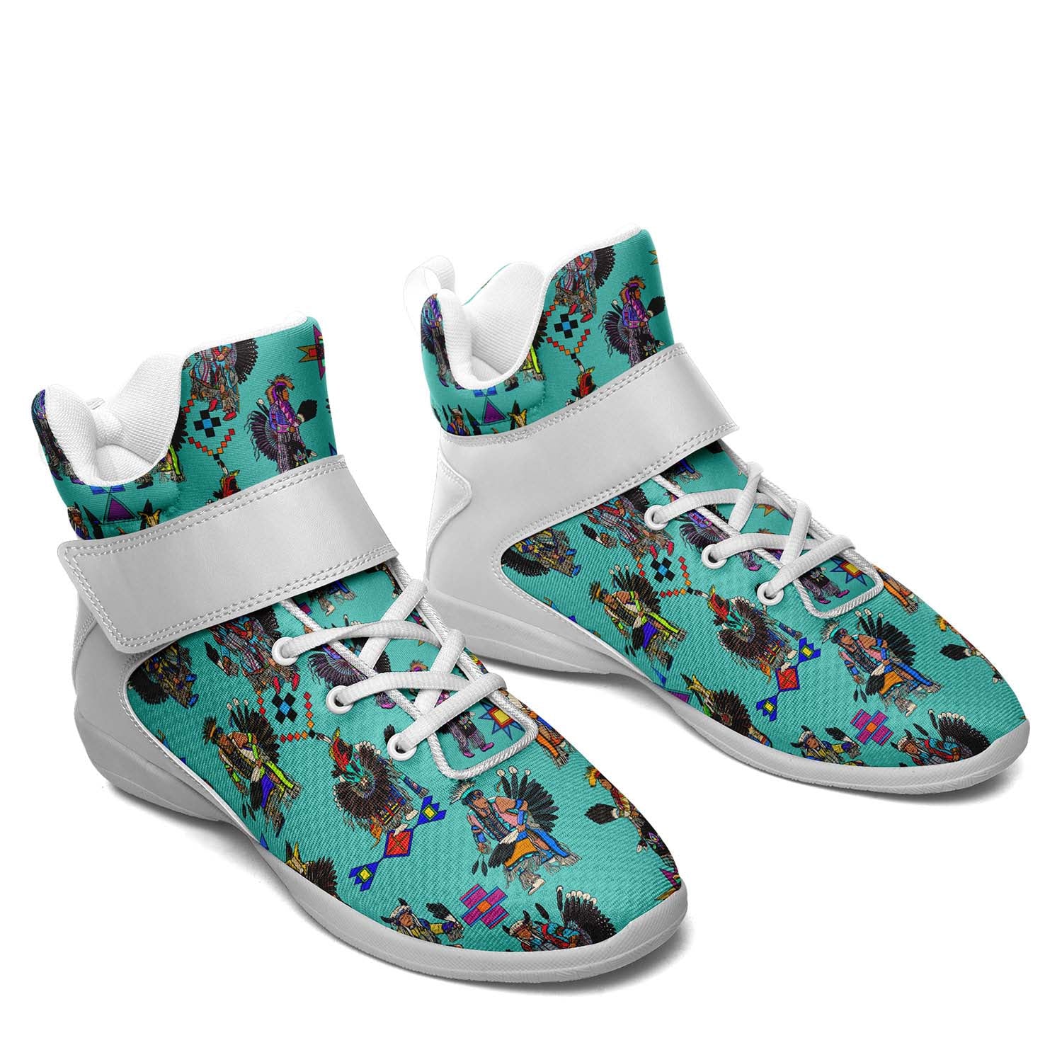 Men's Tradish Dancers Turquoise Ipottaa Basketball / Sport High Top Shoes - White Sole