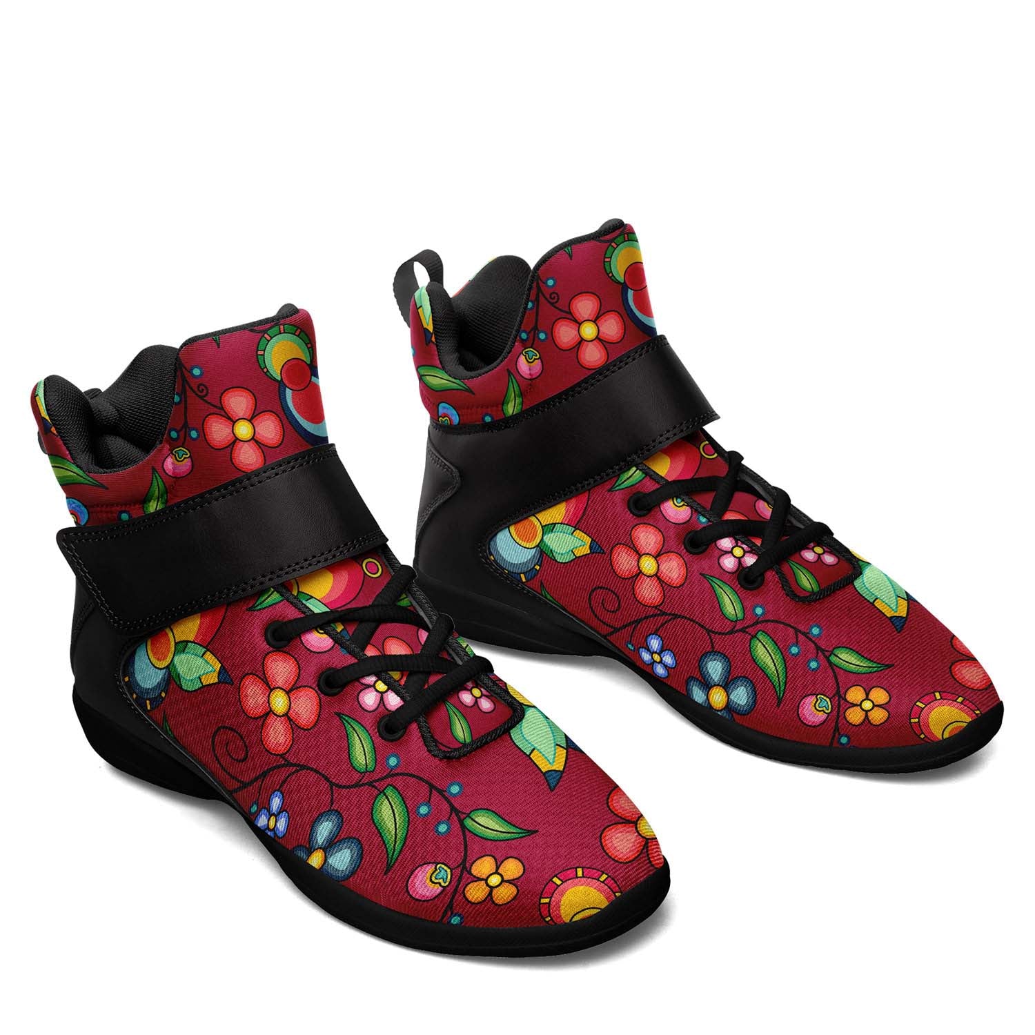 Floral Bounty Magenta Ipottaa Basketball / Sport High Top Shoes - Black Sole