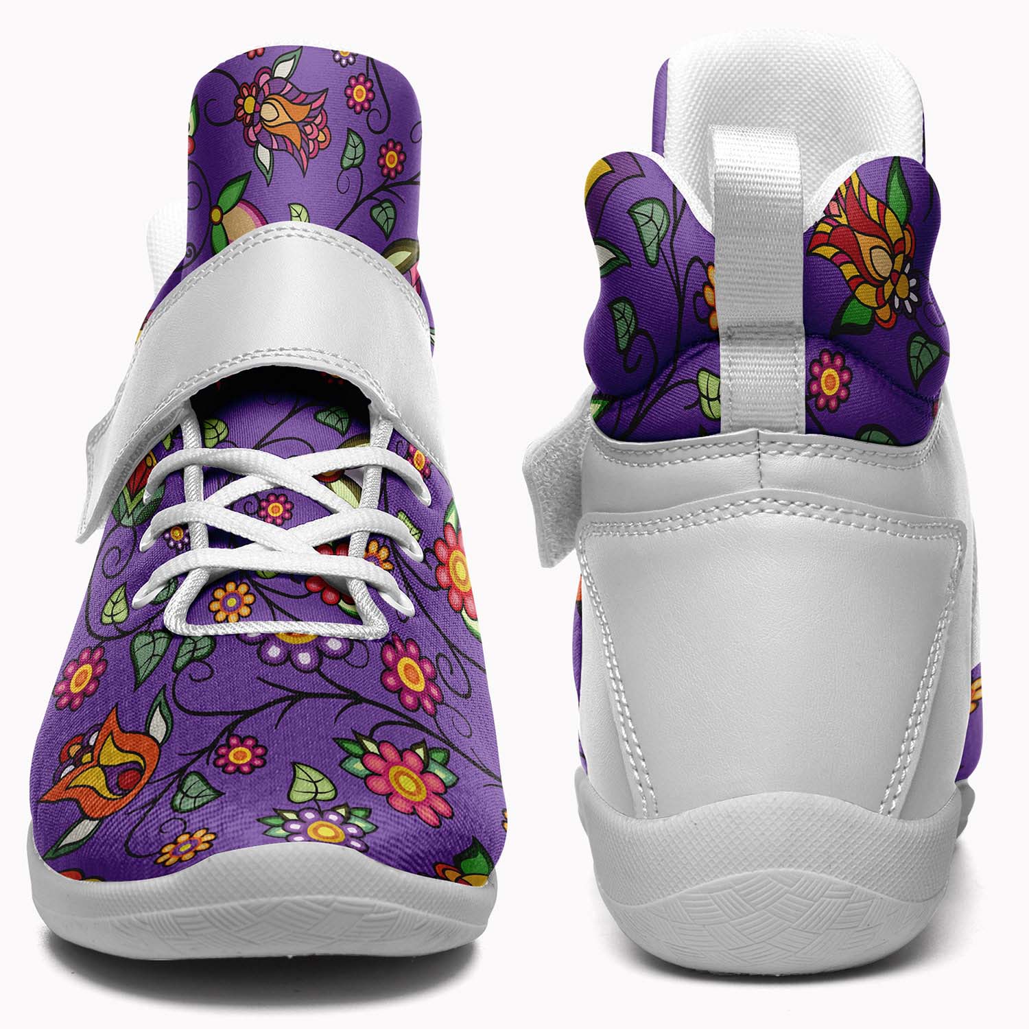 Heartbeat Petals Purple Ipottaa Basketball / Sport High Top Shoes - White Sole