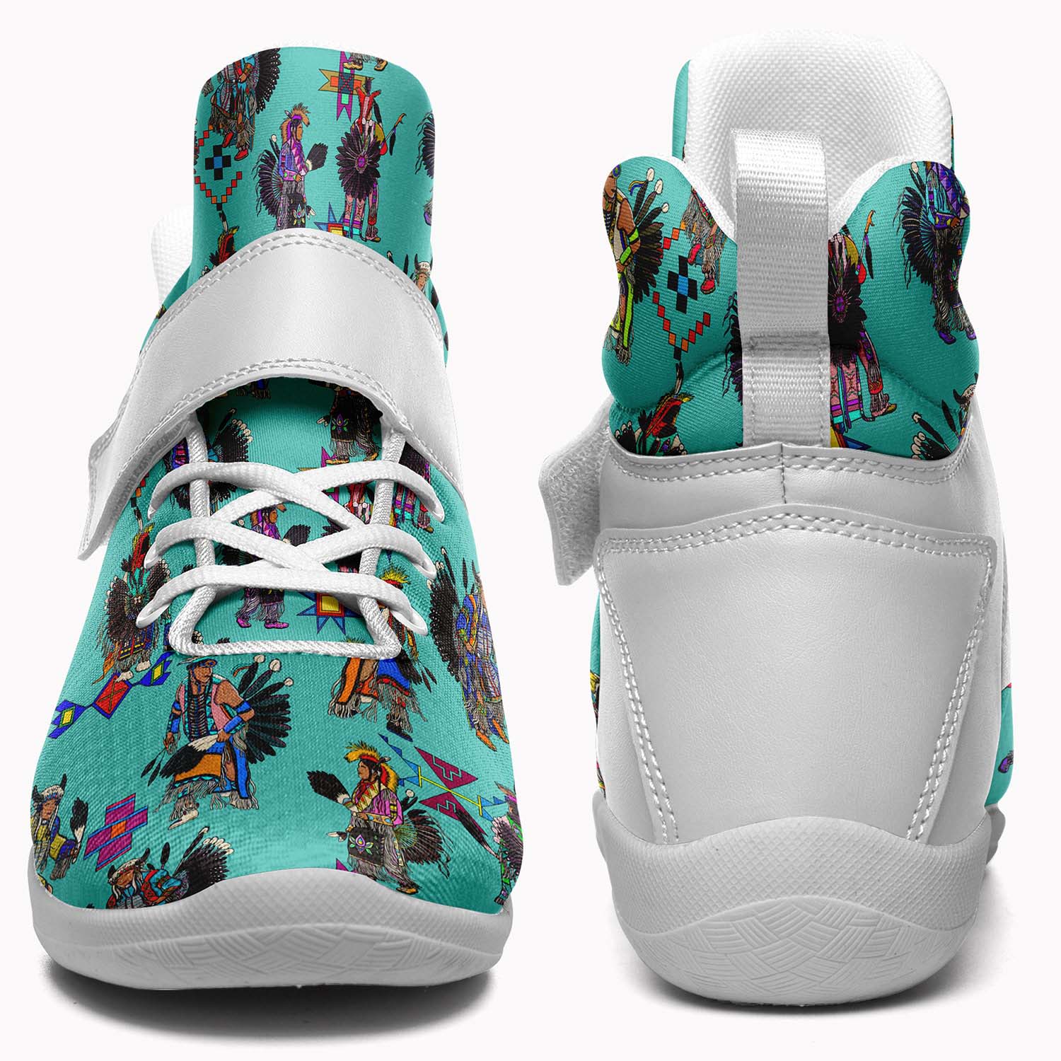 Men's Tradish Dancers Turquoise Ipottaa Basketball / Sport High Top Shoes - White Sole