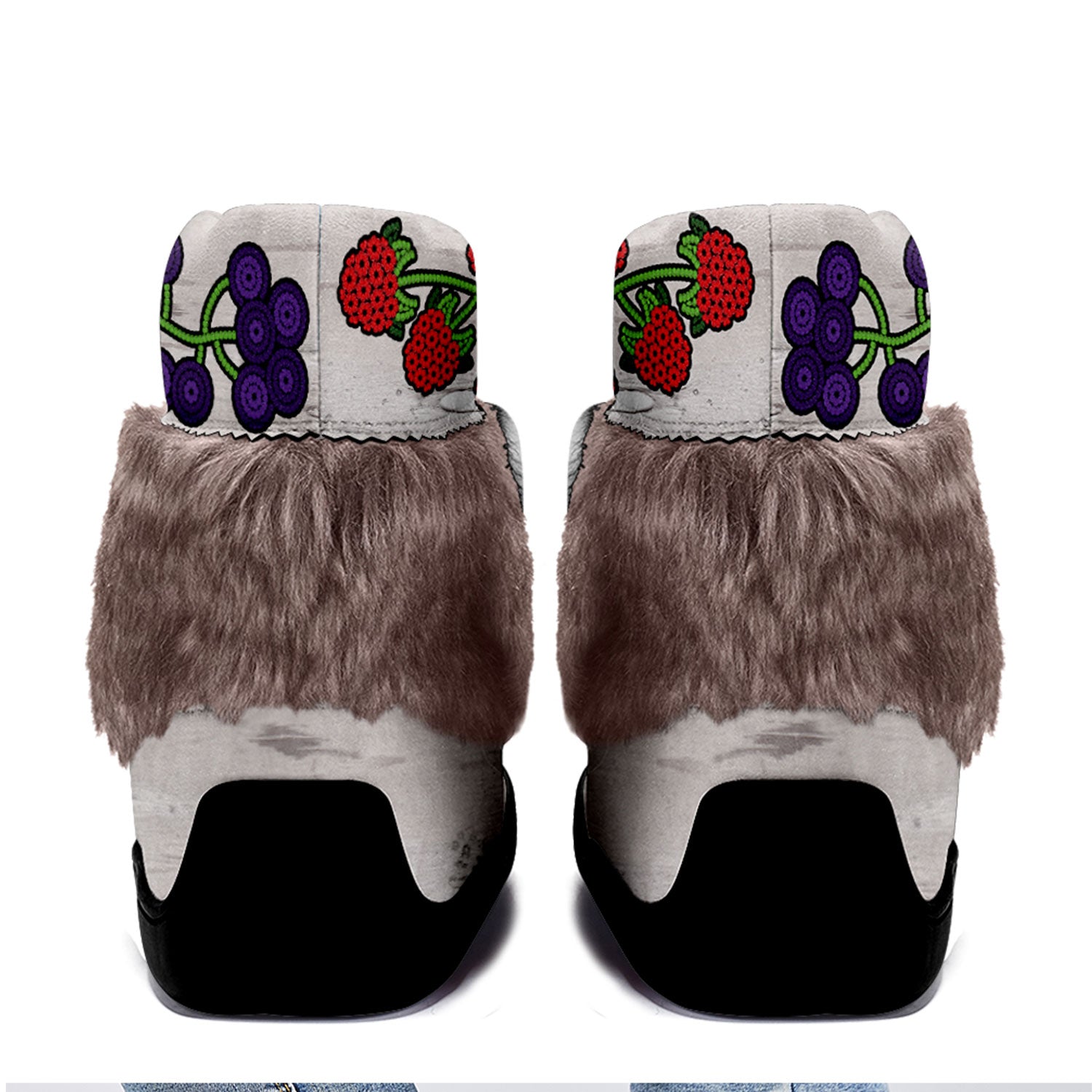 Birch Berries White Leather MocLux Short Style with Fur