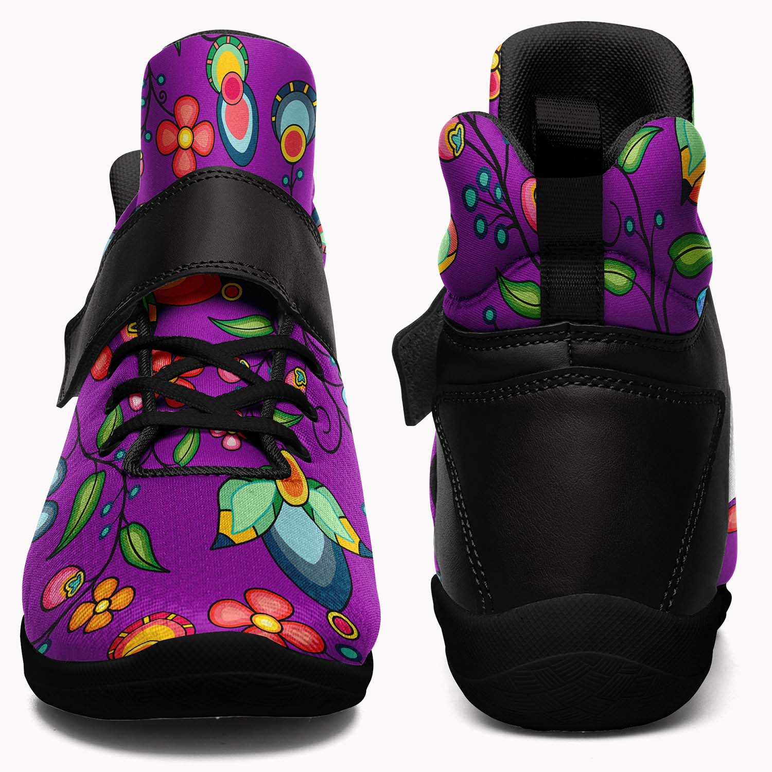 Floral Bounty Purple Ipottaa Basketball / Sport High Top Shoes - Black Sole