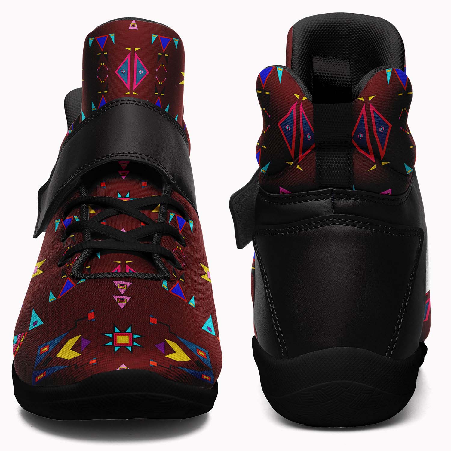 Enemy Territory Maroon Ipottaa Basketball / Sport High Top Shoes - Black Sole