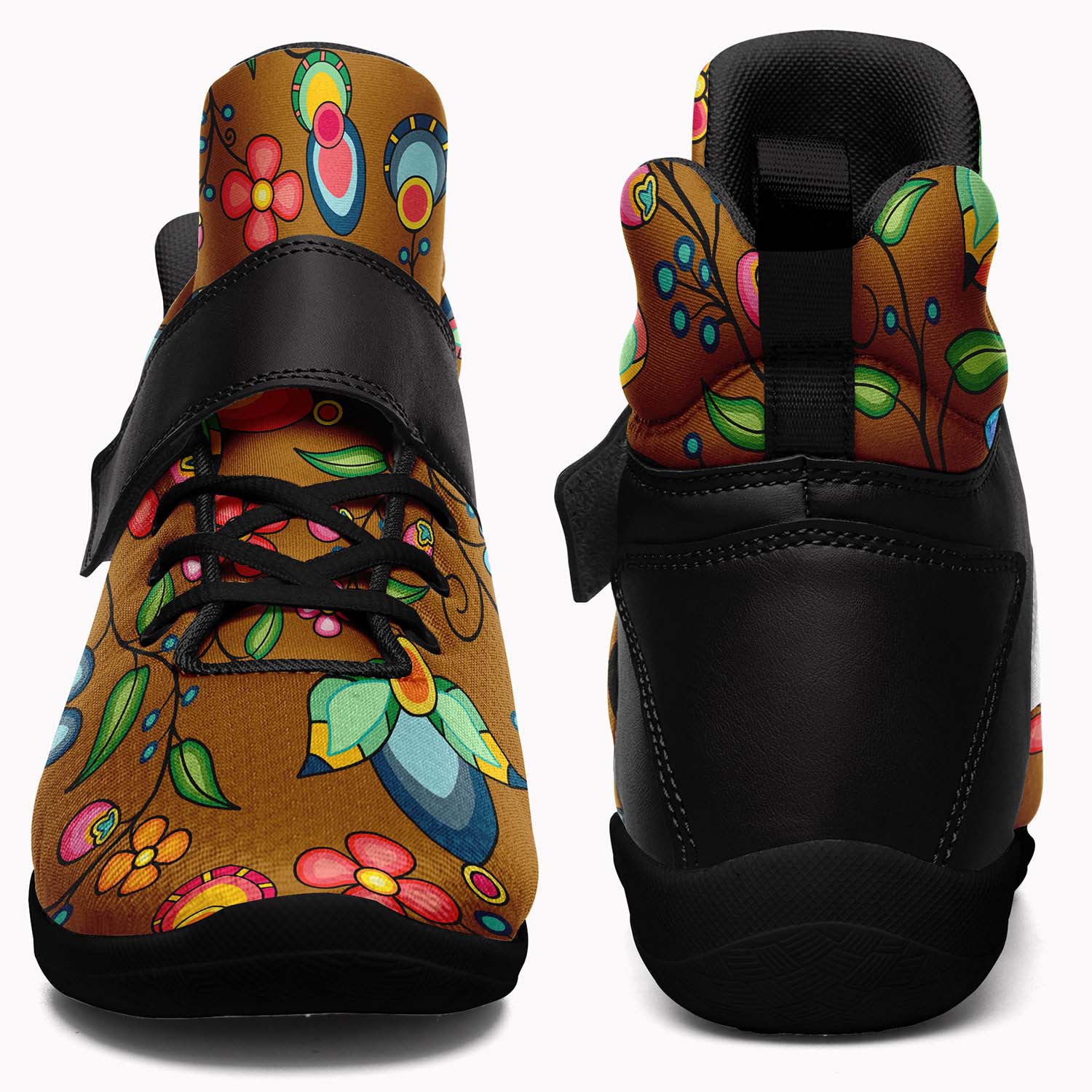 Floral Bounty Fall Leaves Ipottaa Basketball / Sport High Top Shoes - Black Sole