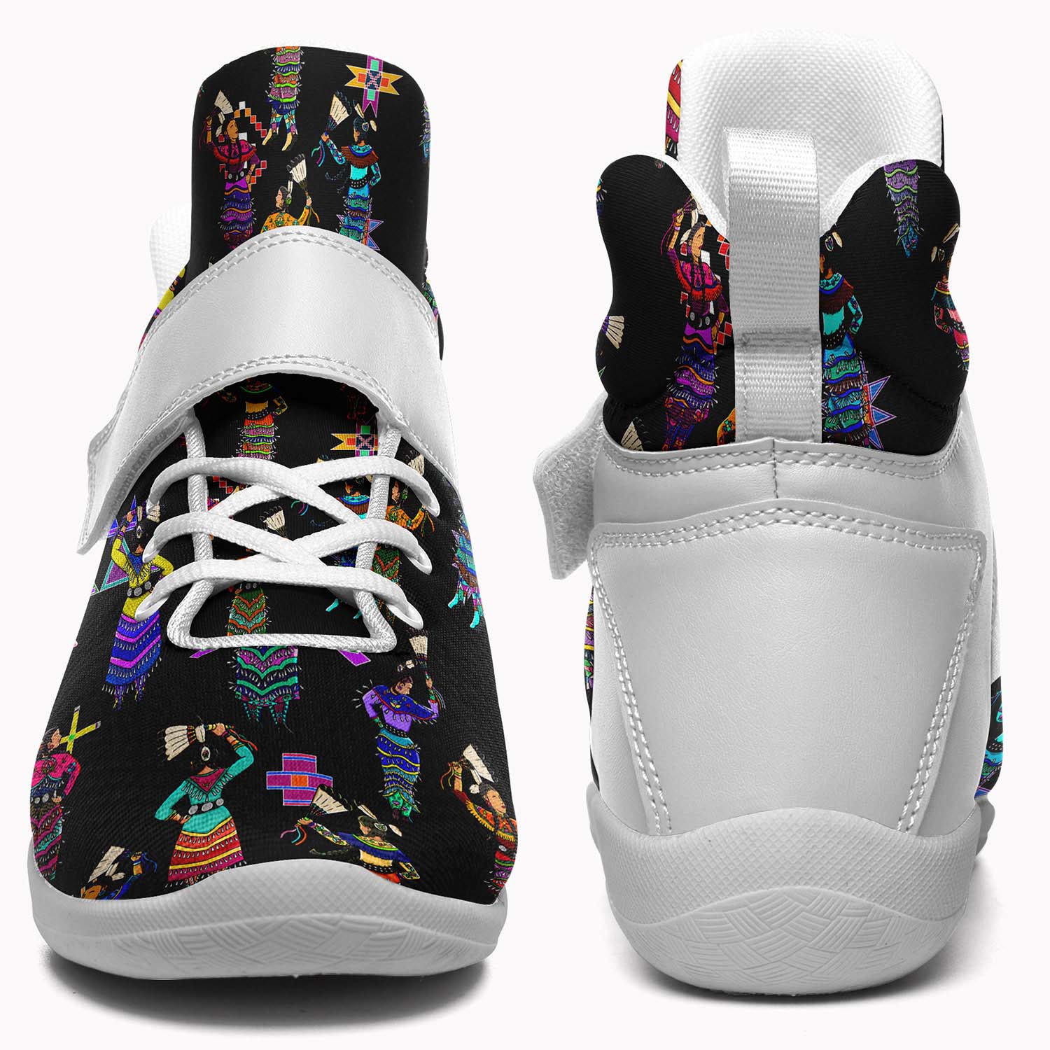 Women's Jingle Dancers Black Ipottaa Basketball / Sport High Top Shoes - White Sole
