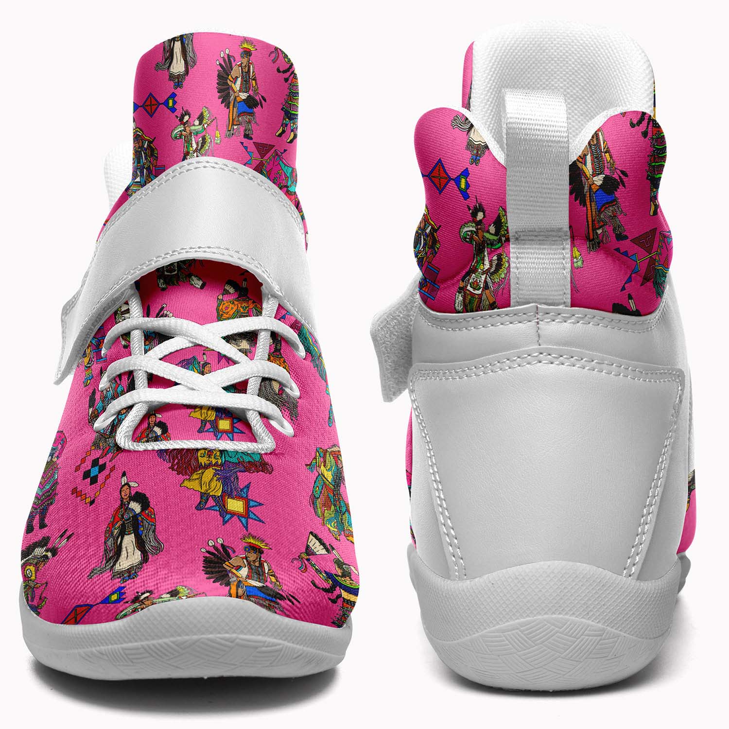 Grand Entry Dancer Pink Ipottaa Basketball / Sport High Top Shoes - White Sole