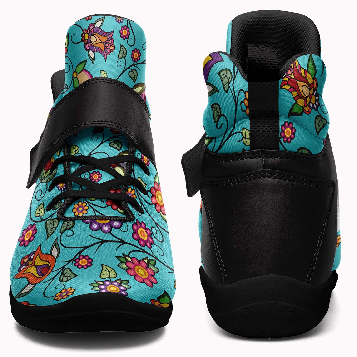 Heartbeat Petals Turquoise Ipottaa Basketball / Sport High Top Shoes - Black Sole