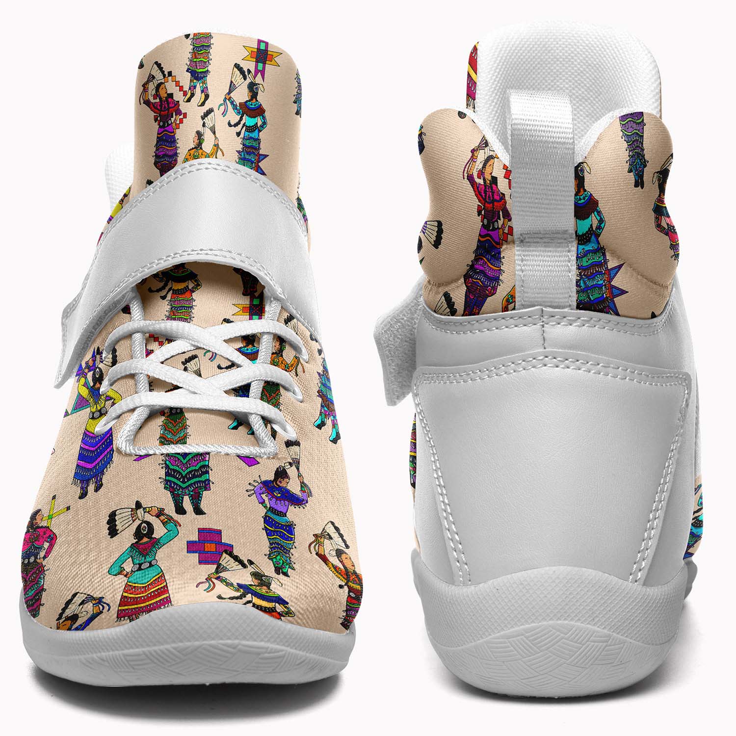 Women's Jingle Dancers Muslin Ipottaa Basketball / Sport High Top Shoes - White Sole