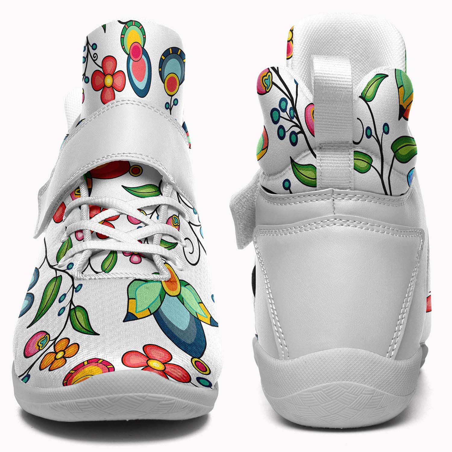 Floral Bounty White Ipottaa Basketball / Sport High Top Shoes - White Sole