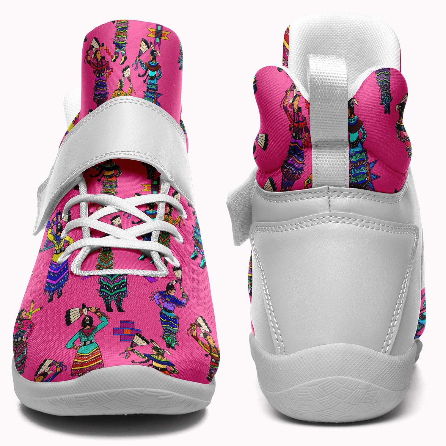 Women's Jingle Dancers Pink Ipottaa Basketball / Sport High Top Shoes - White Sole