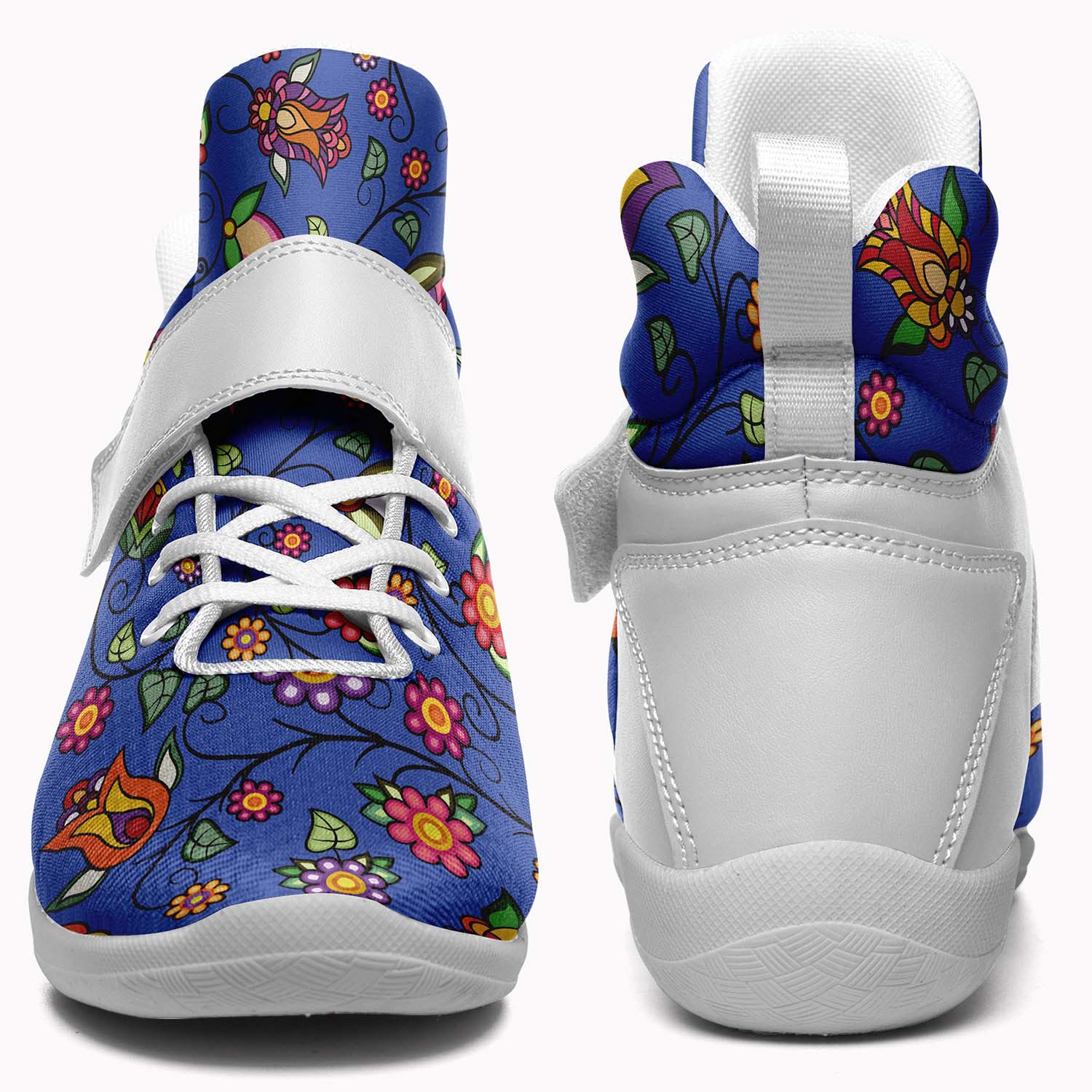 Heartbeat Petals Blue Ipottaa Basketball / Sport High Top Shoes - White Sole