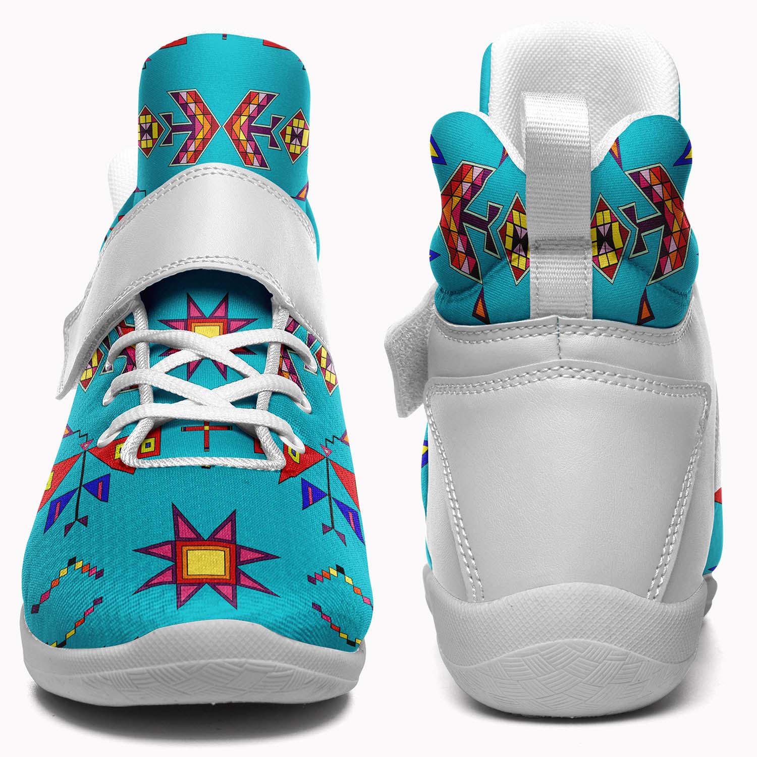 Scattered Generations Turquoise Ipottaa Basketball / Sport High Top Shoes - White Sole
