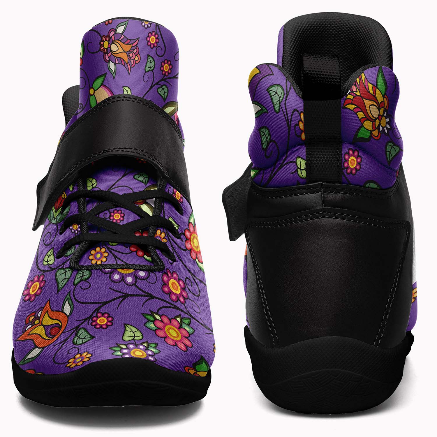 Heartbeat Petals Purple Ipottaa Basketball / Sport High Top Shoes - Black Sole