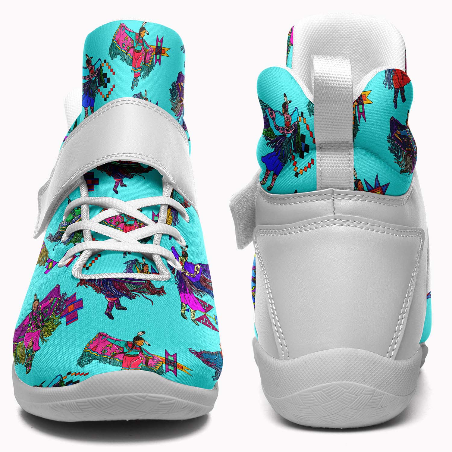 Women's Fancy Dancers Turquoise Ipottaa Basketball / Sport High Top Shoes - White Sole