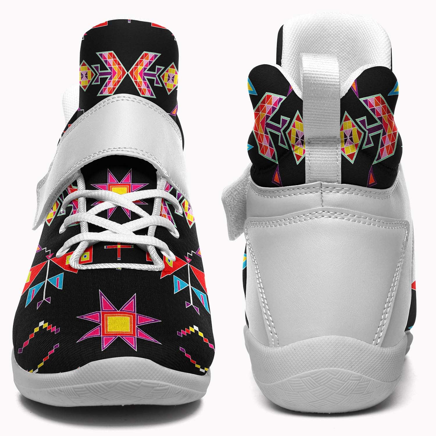 Scattered Generations Black Ipottaa Basketball / Sport High Top Shoes - White Sole