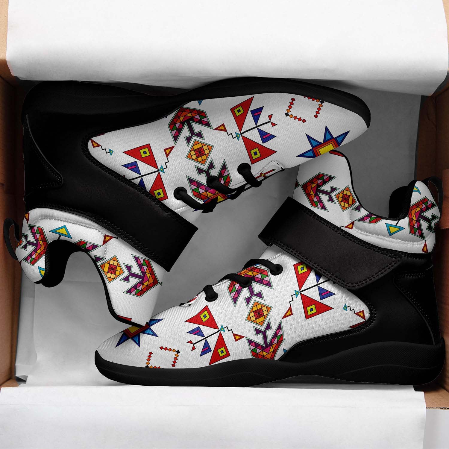 Scattered Generations White Ipottaa Basketball / Sport High Top Shoes - Black Sole