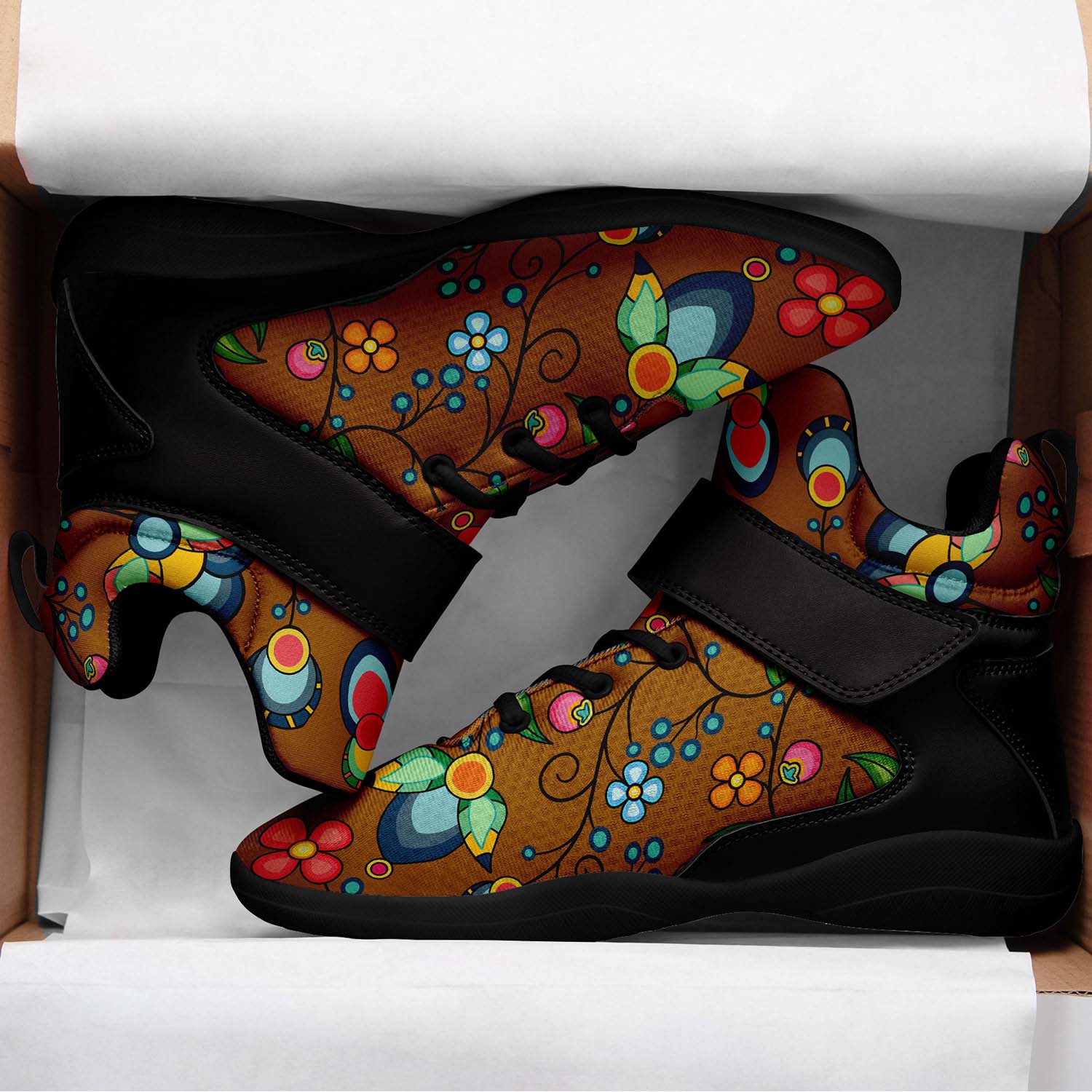 Floral Bounty Fall Leaves Ipottaa Basketball / Sport High Top Shoes - Black Sole