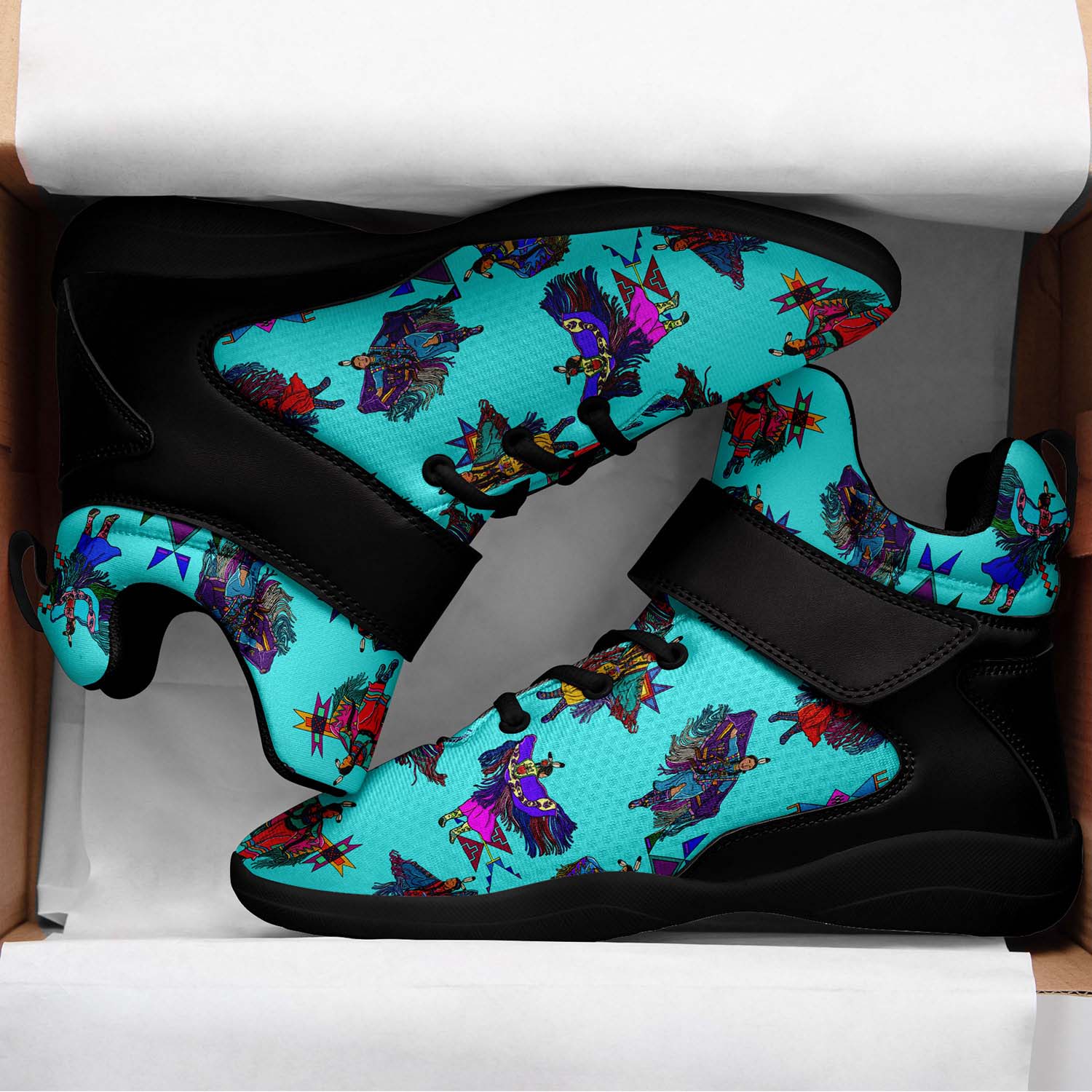 Women's Fancy Dancers Turquoise Ipottaa Basketball / Sport High Top Shoes - Black Sole
