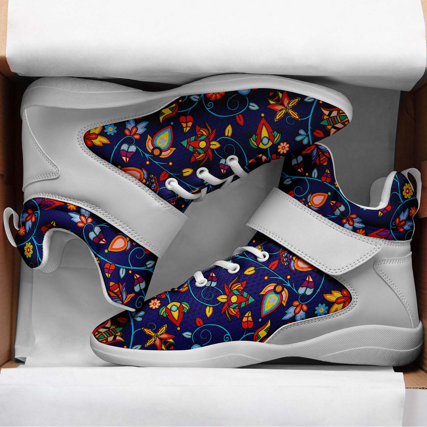 Thorny Path Blue Ipottaa Basketball / Sport High Top Shoes - White Sole