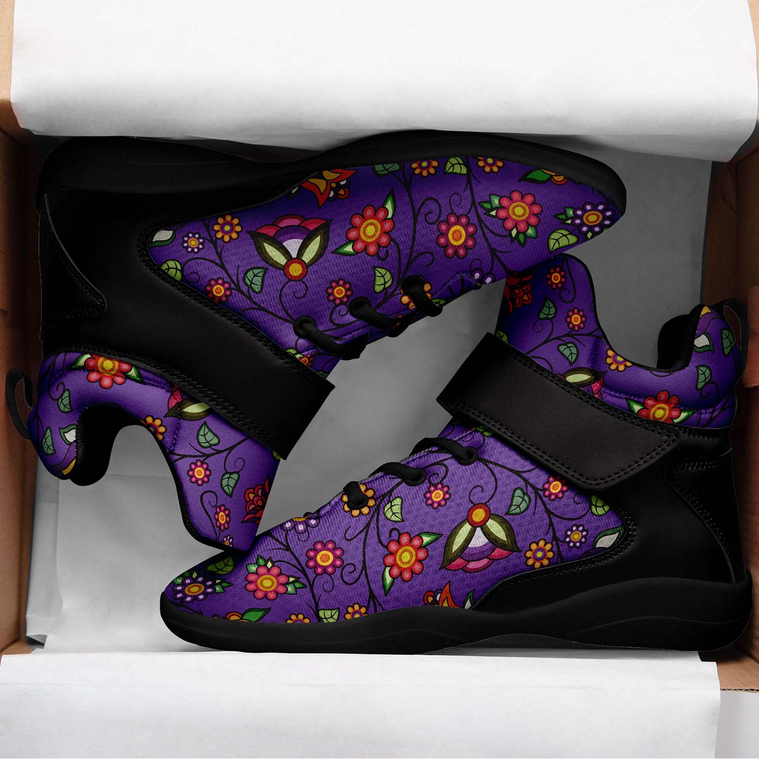 Heartbeat Petals Purple Ipottaa Basketball / Sport High Top Shoes - Black Sole