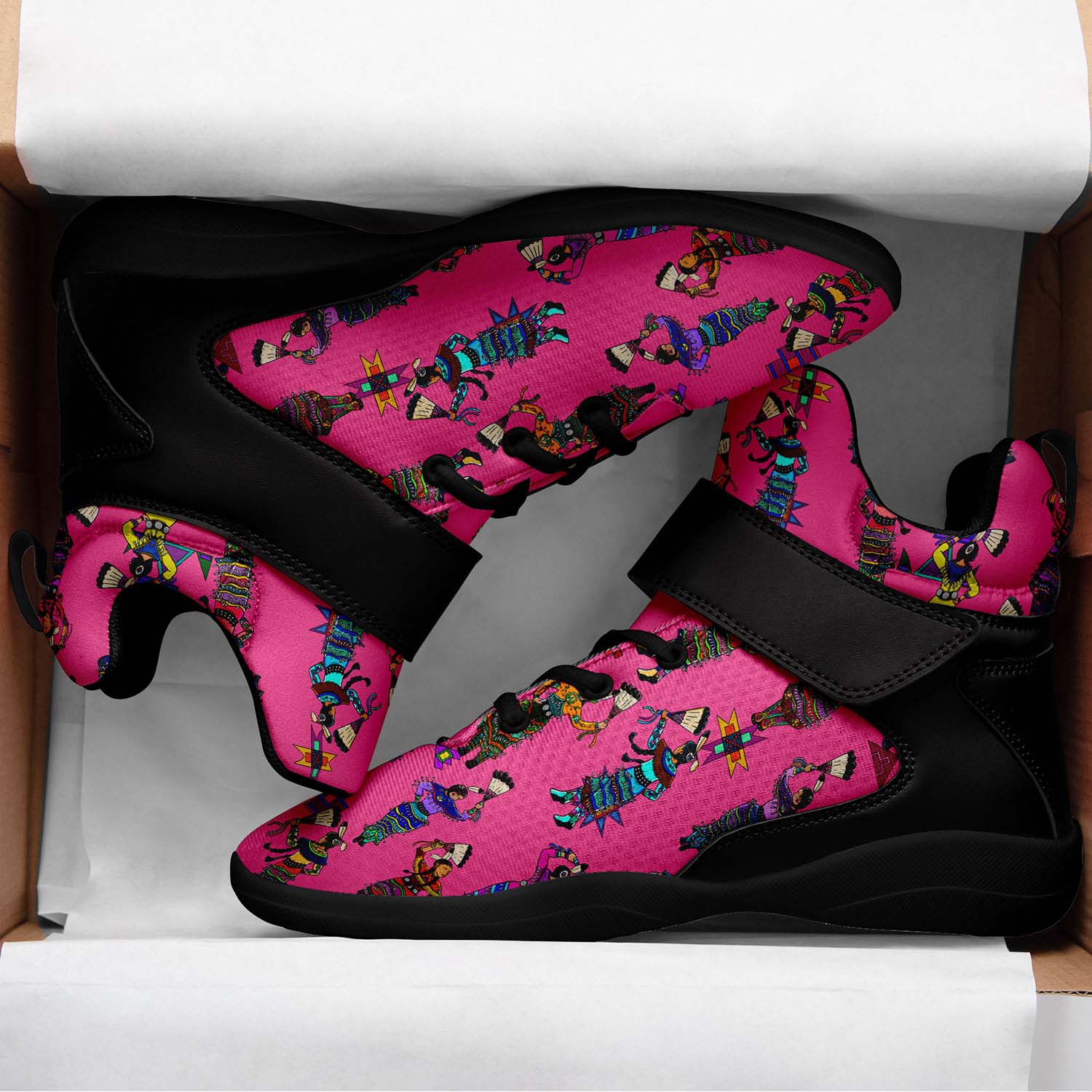Women's Jingle Dancers Pink Ipottaa Basketball / Sport High Top Shoes - Black Sole