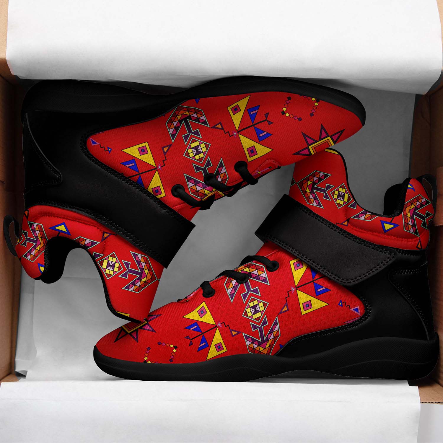 Scattered Generations Red Ipottaa Basketball / Sport High Top Shoes - Black Sole