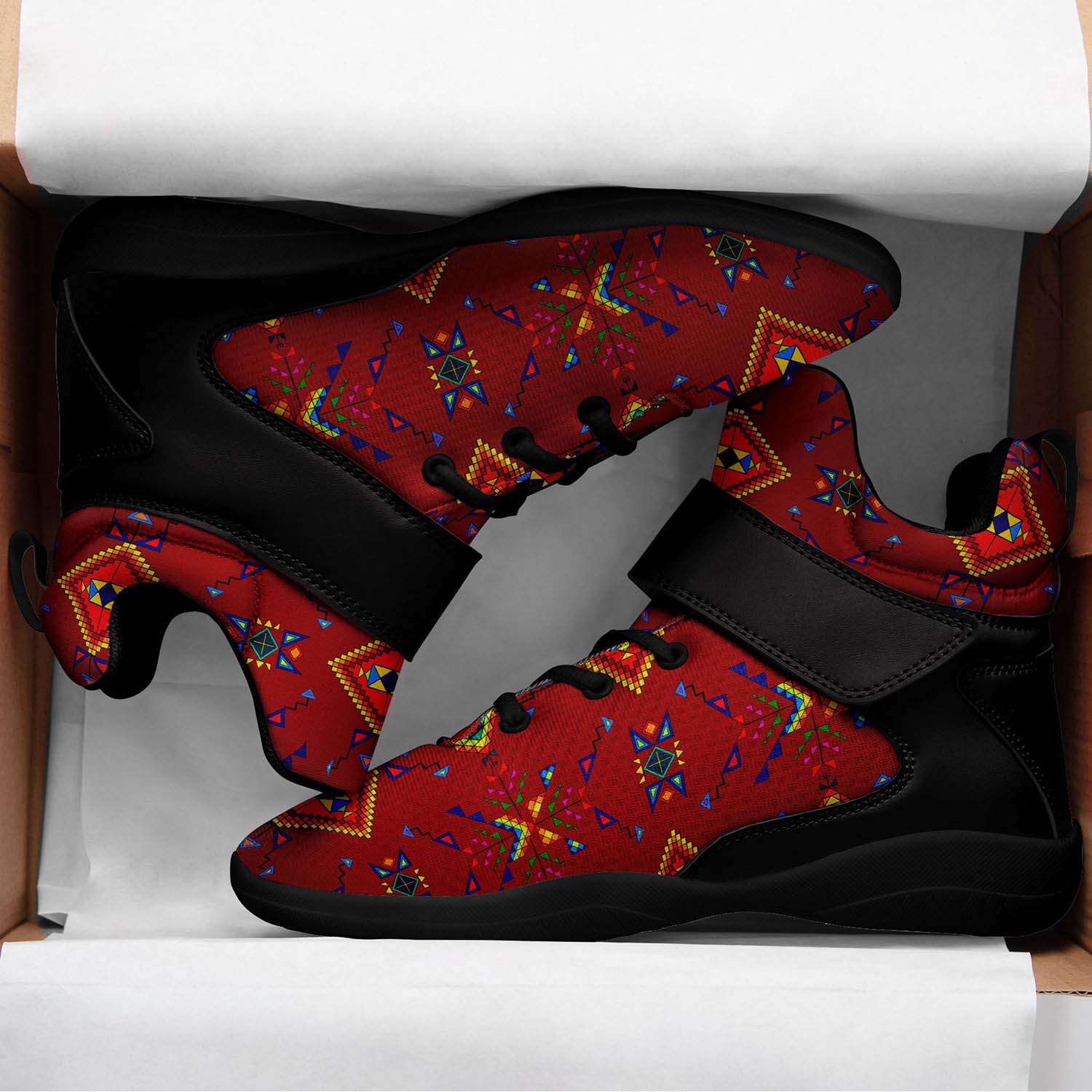 Buffalo Jump Red Ipottaa Basketball / Sport High Top Shoes - Black Sole