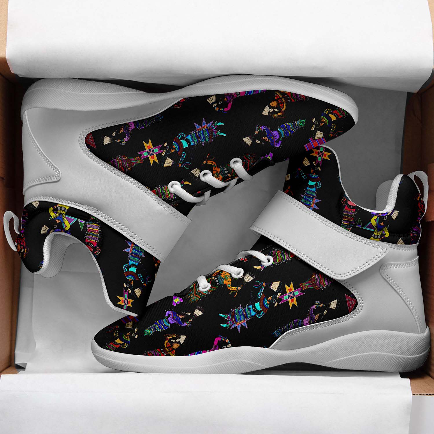 Women's Jingle Dancers Black Ipottaa Basketball / Sport High Top Shoes - White Sole
