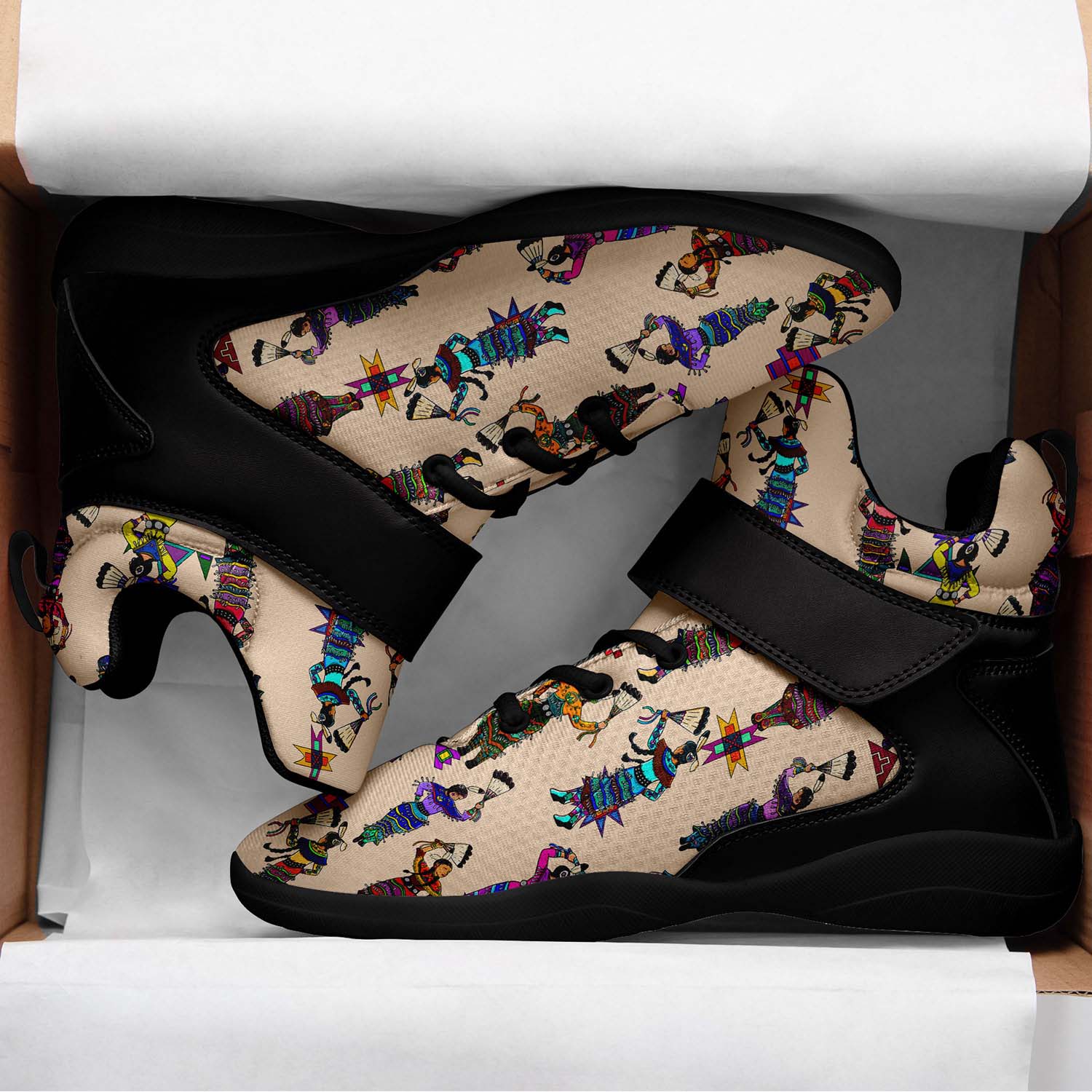 Women's Jingle Dancers Muslin Ipottaa Basketball / Sport High Top Shoes - Black Sole