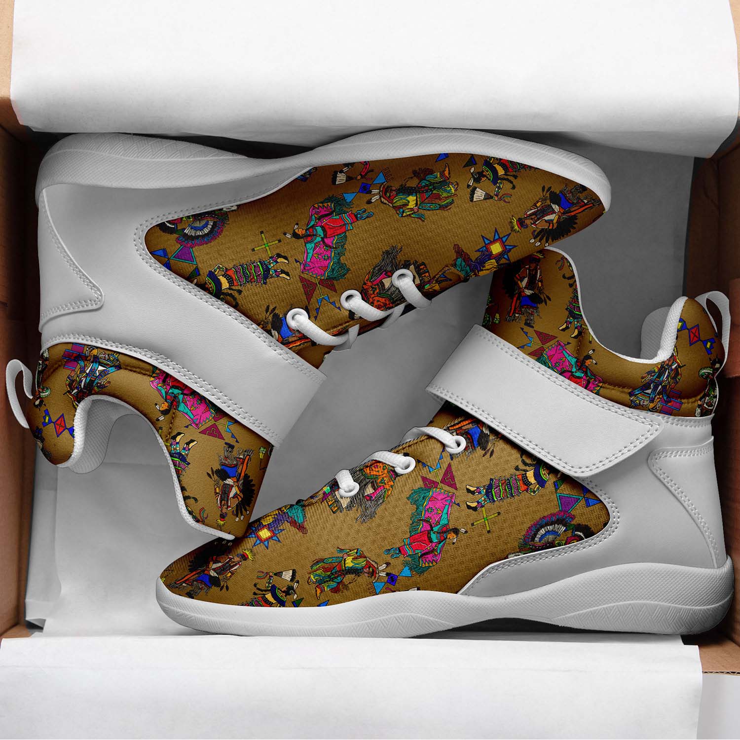 Grand Entry Dancers Earth Ipottaa Basketball / Sport High Top Shoes - White Sole